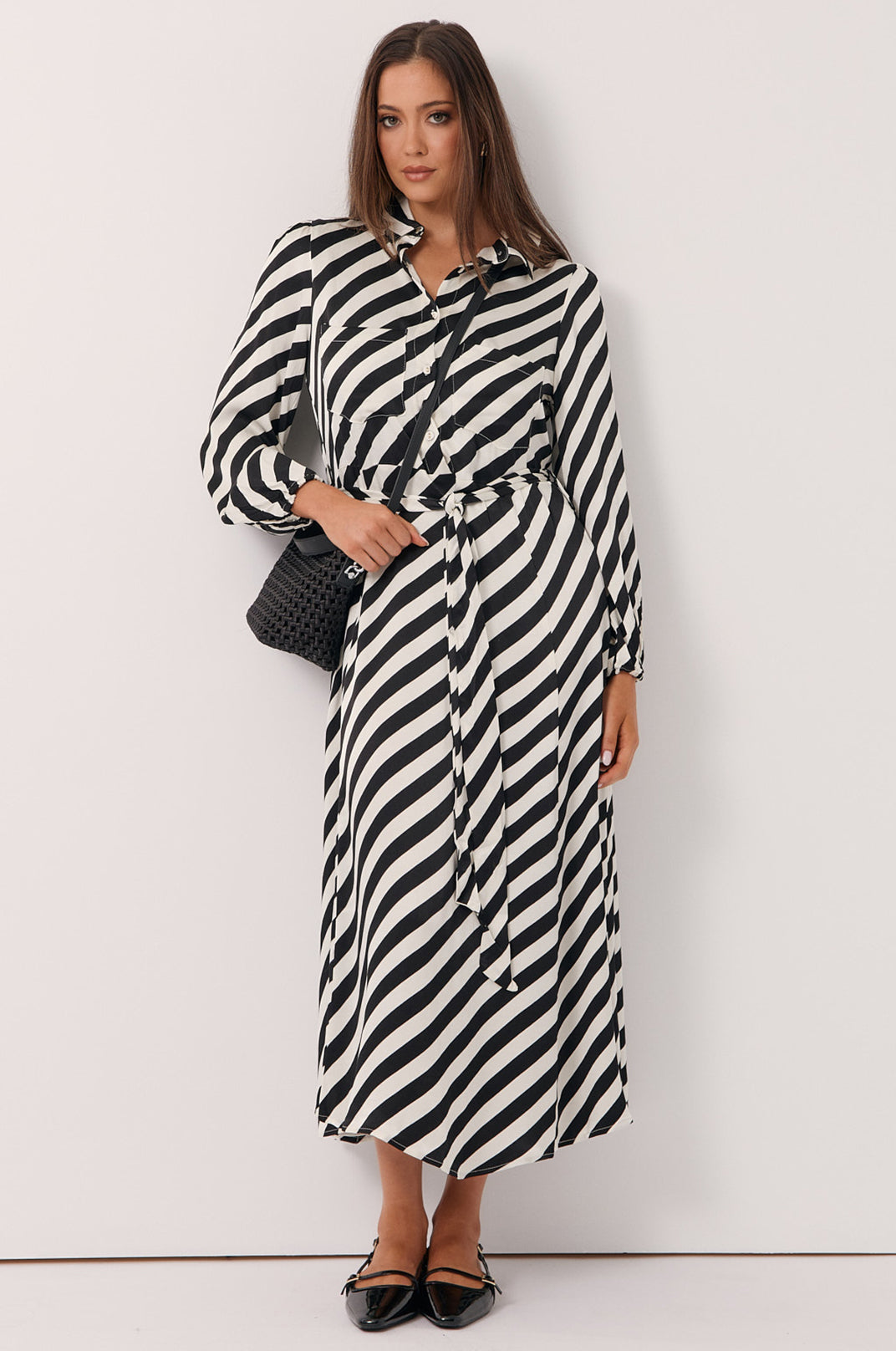 Stephanie stripe satin dress size 14