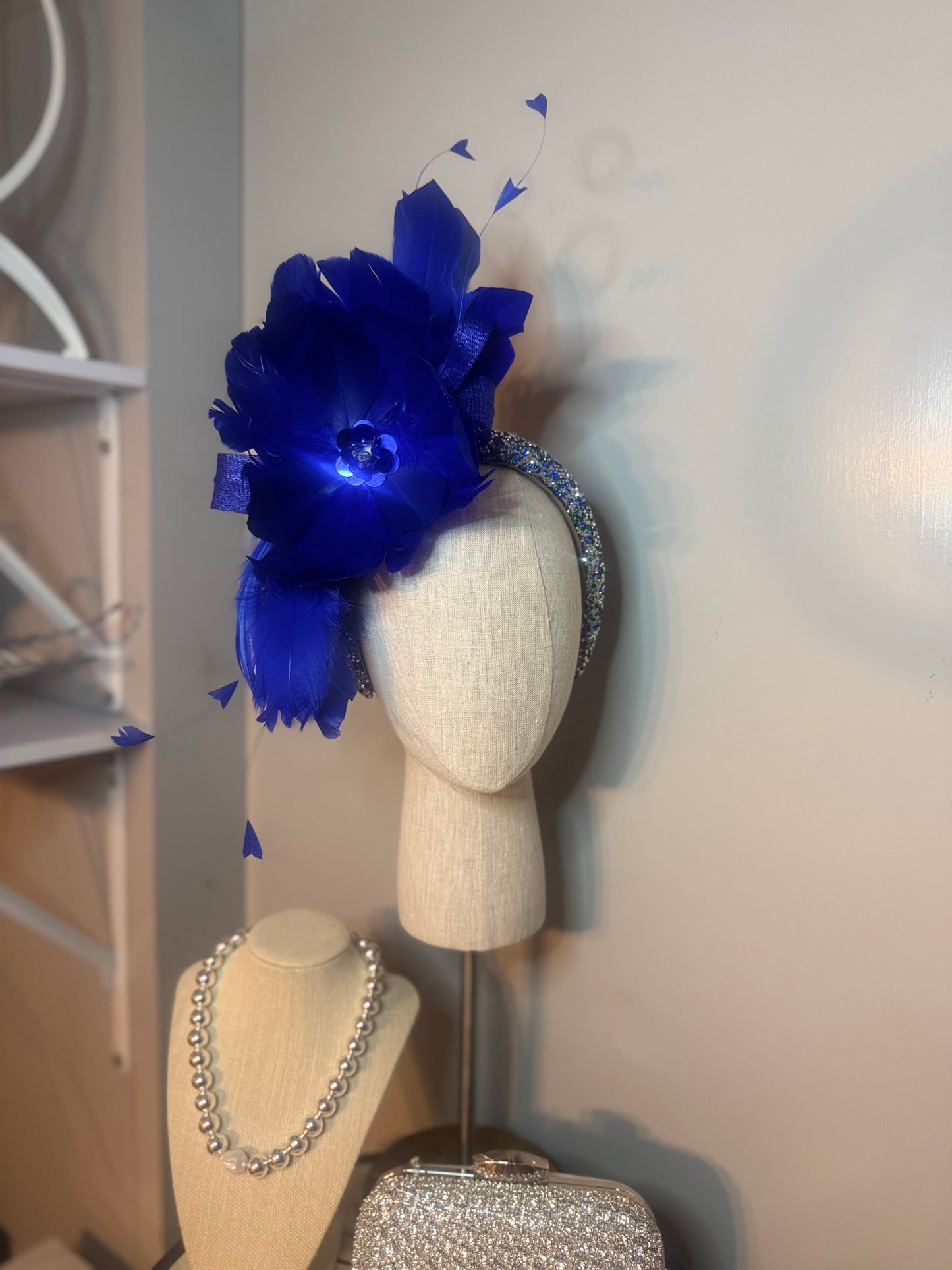 “Meena” cobalt feather statement