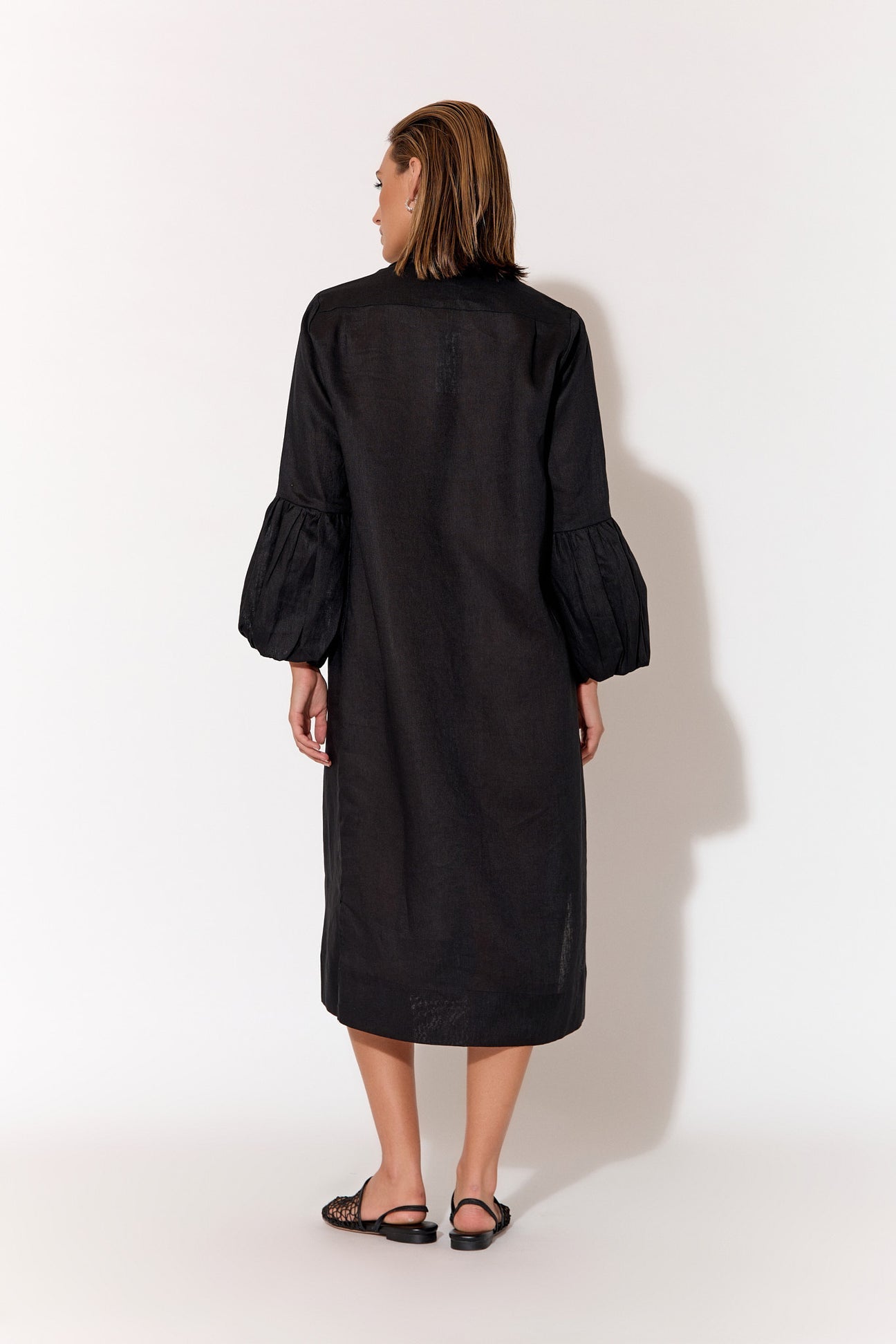 Grace long bubble sleeve linen dress size 12