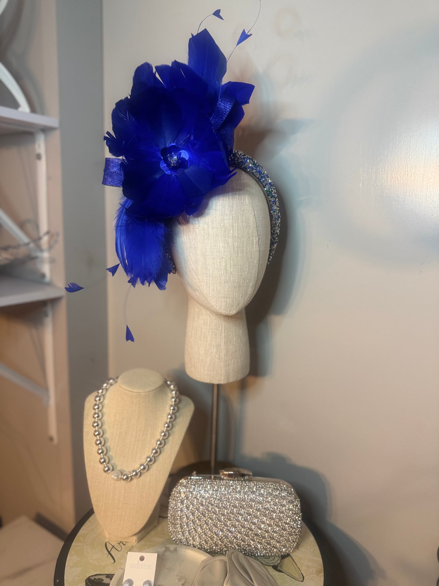 “Meena” cobalt feather statement