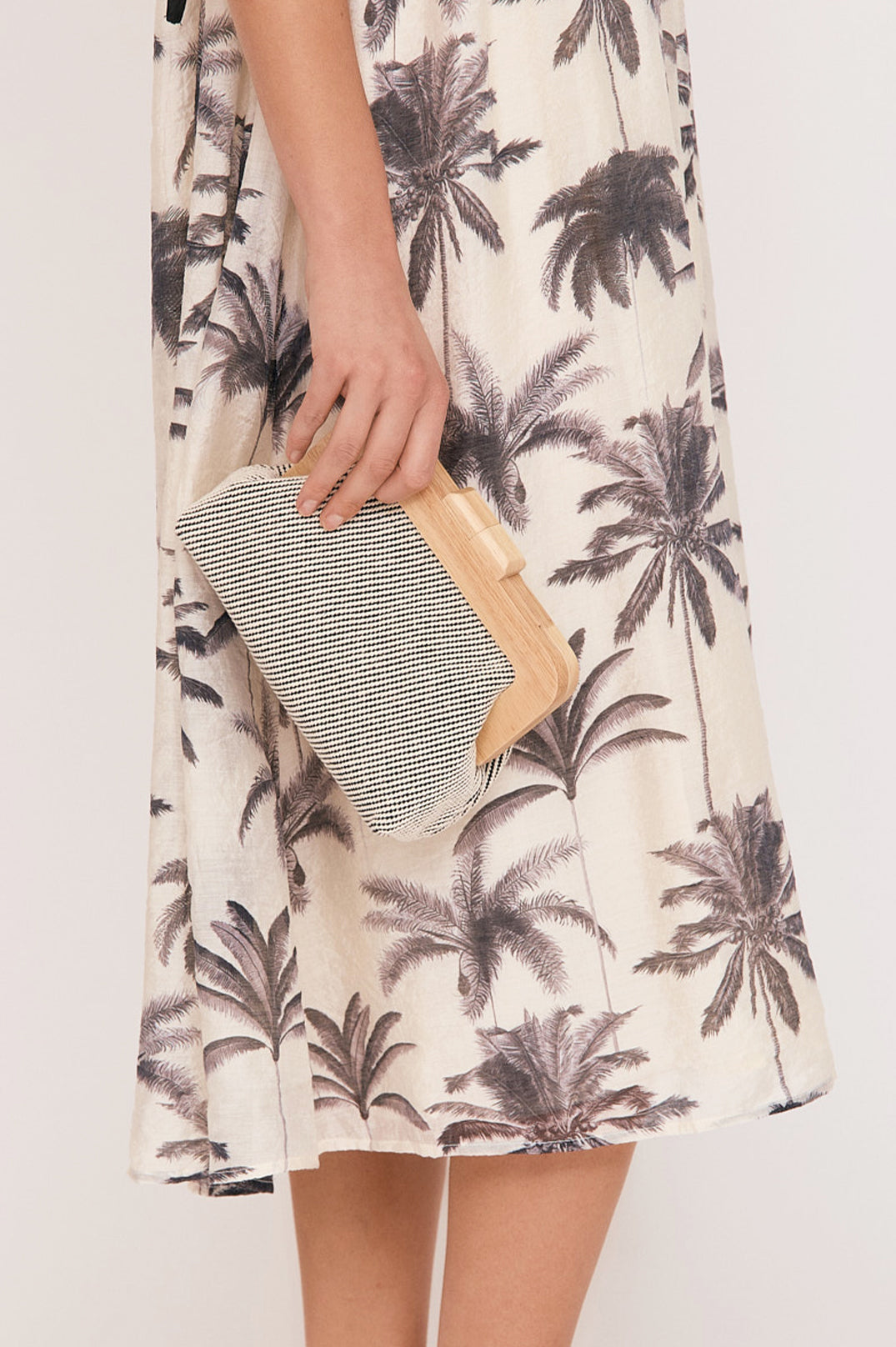 khaki timber clutch