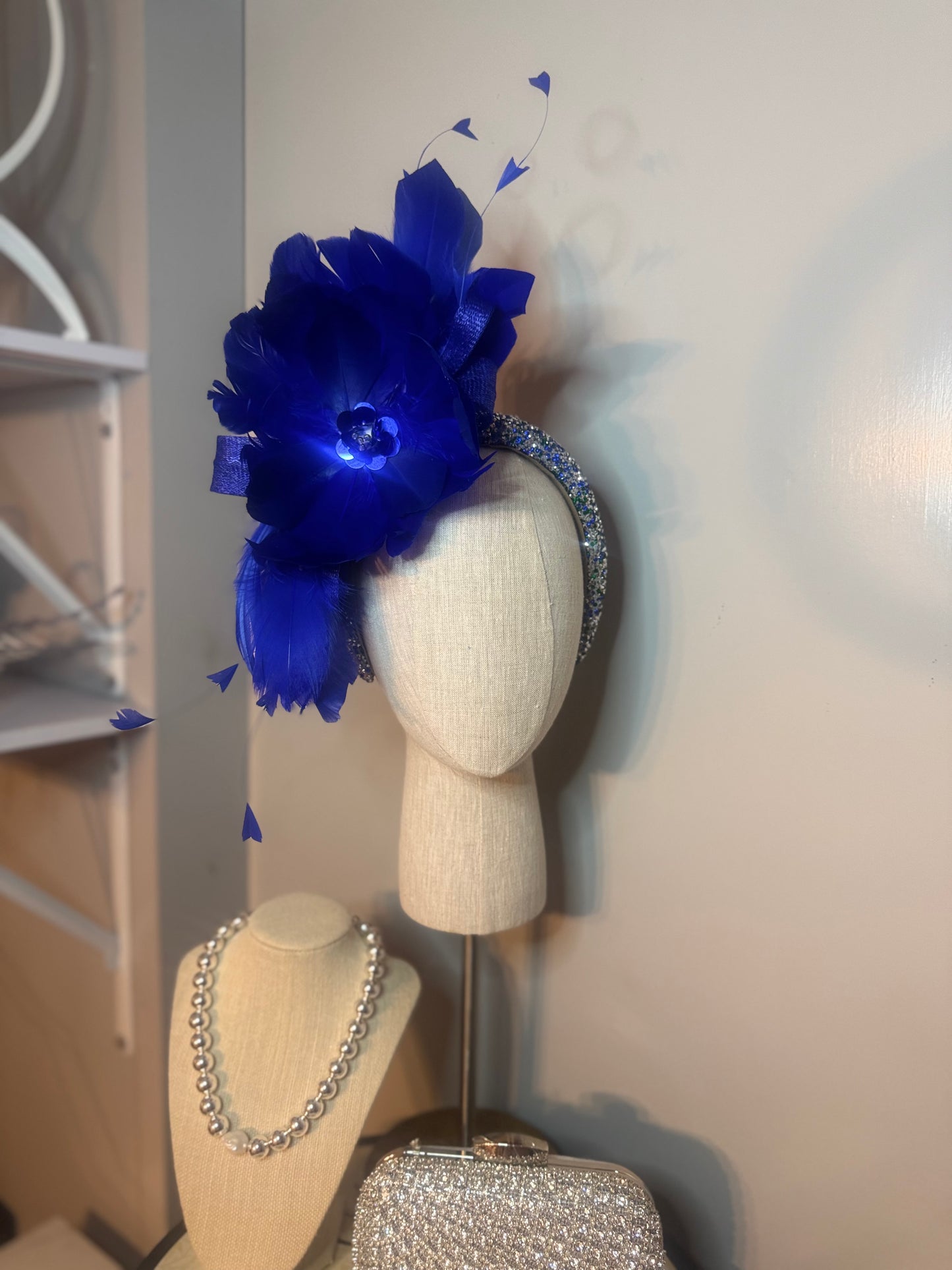 “Meena” cobalt feather statement