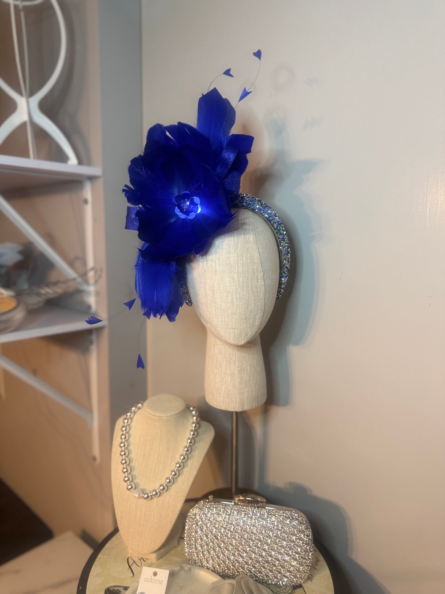 “Meena” cobalt feather statement