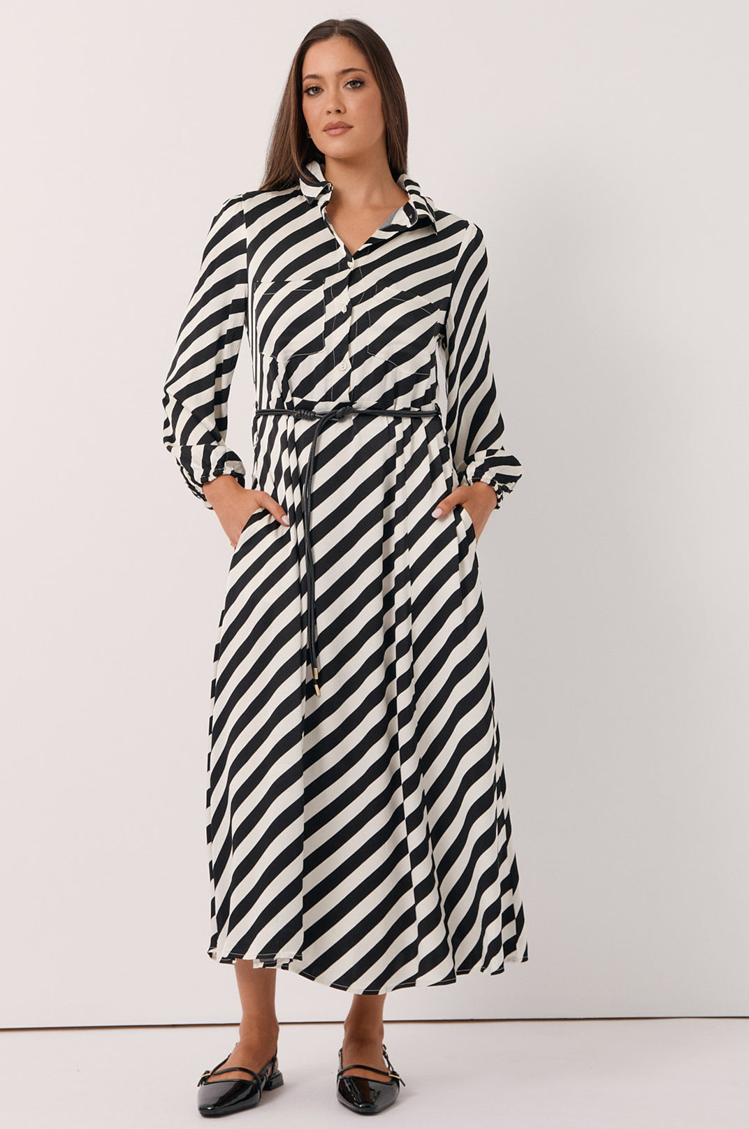 Stephanie stripe satin dress size 14