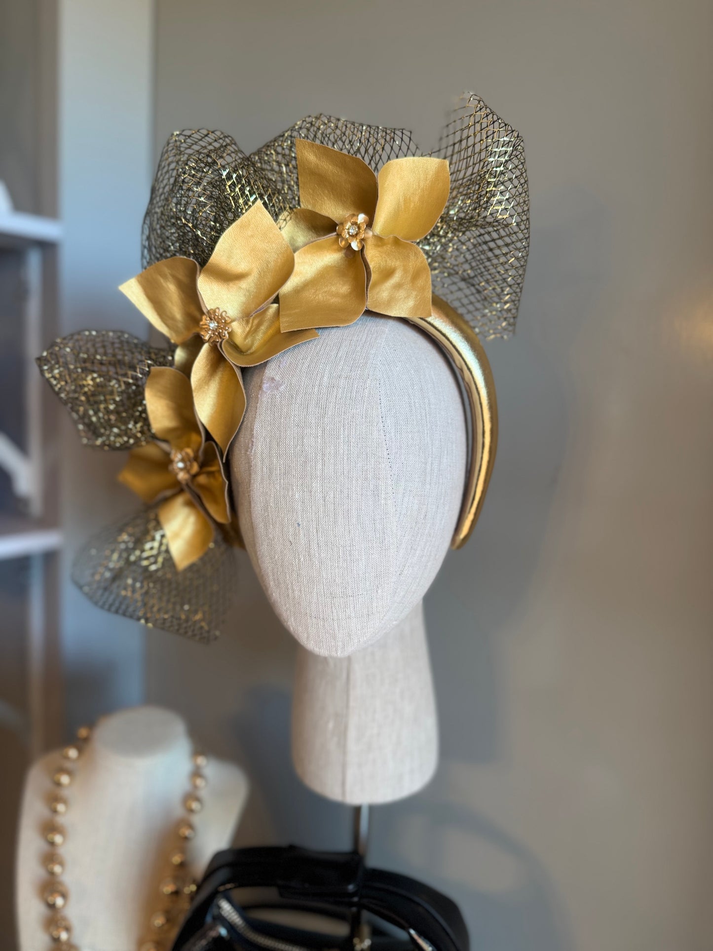 “Louise” gold pleather statement