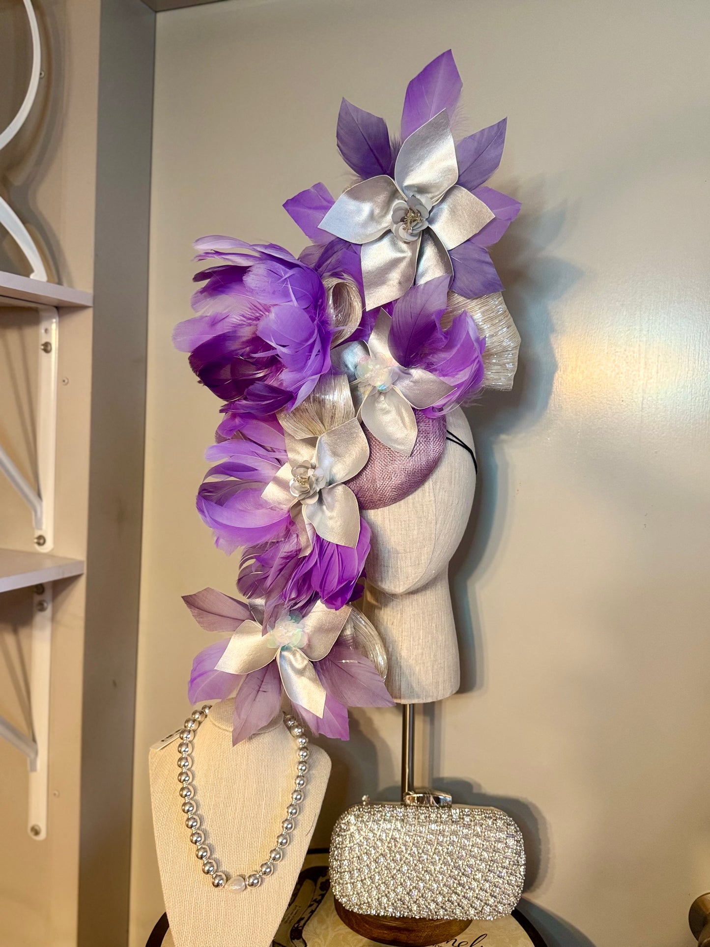 “Lavender May” lilac & silver statement