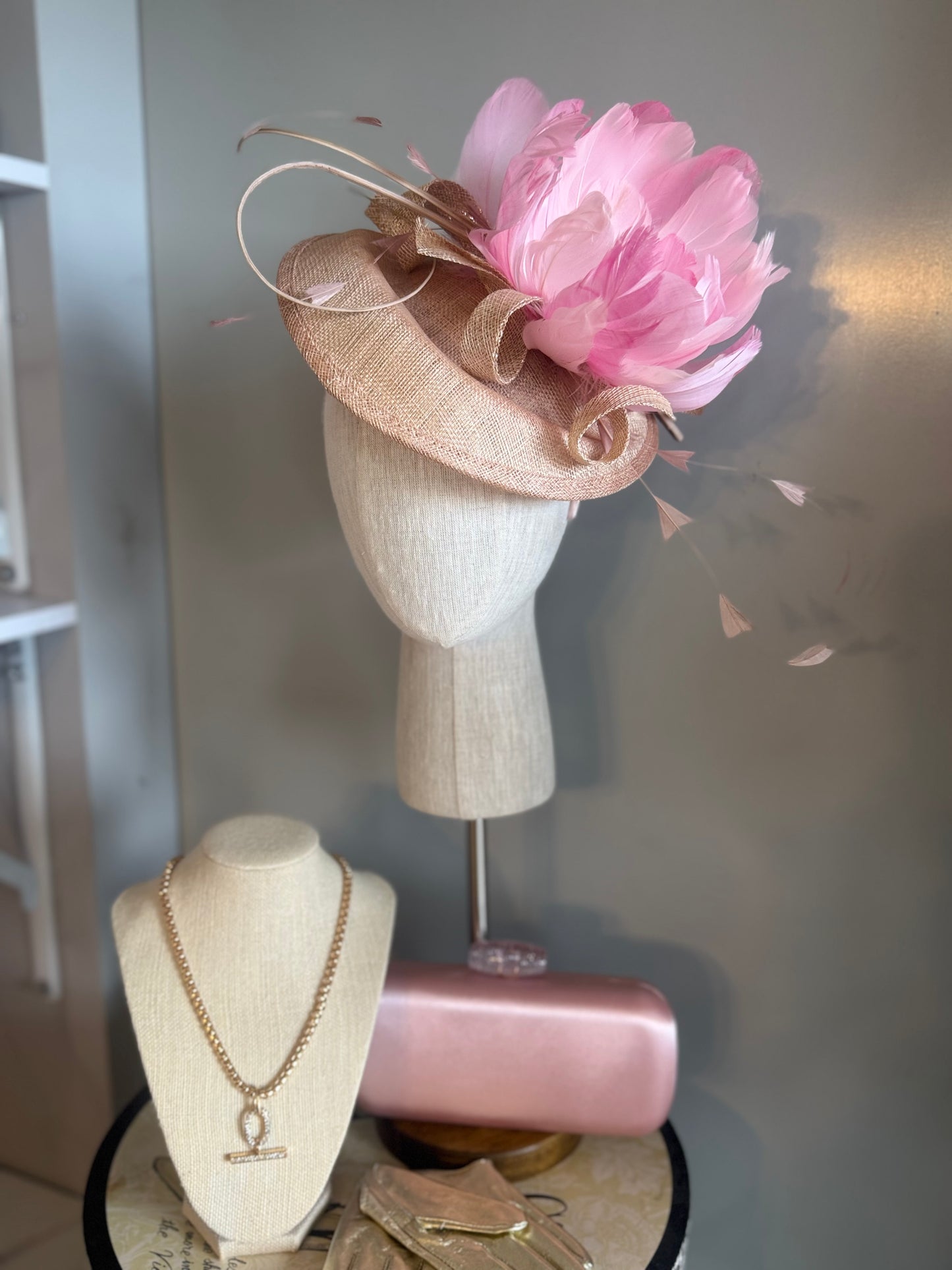 “Anthea” pink & nude brim