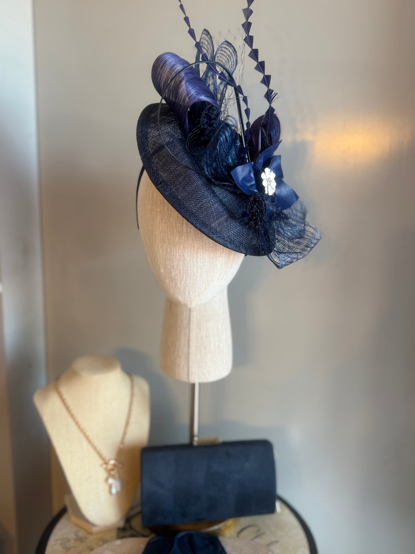 “Lucy” navy statement fascinator