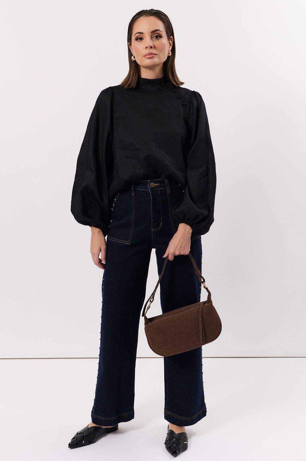 Reign linen top black size 8