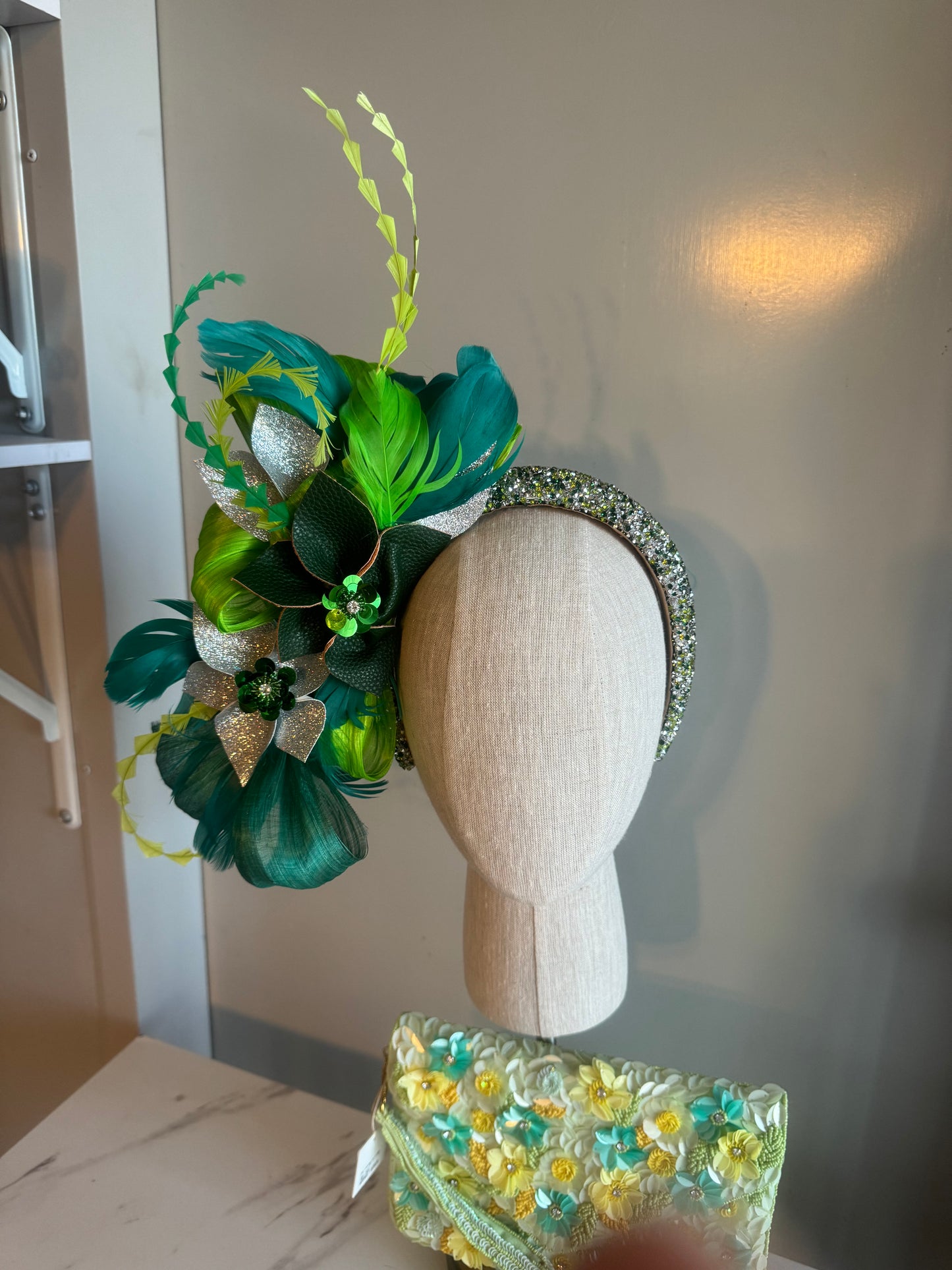 “Monique” green floral headband