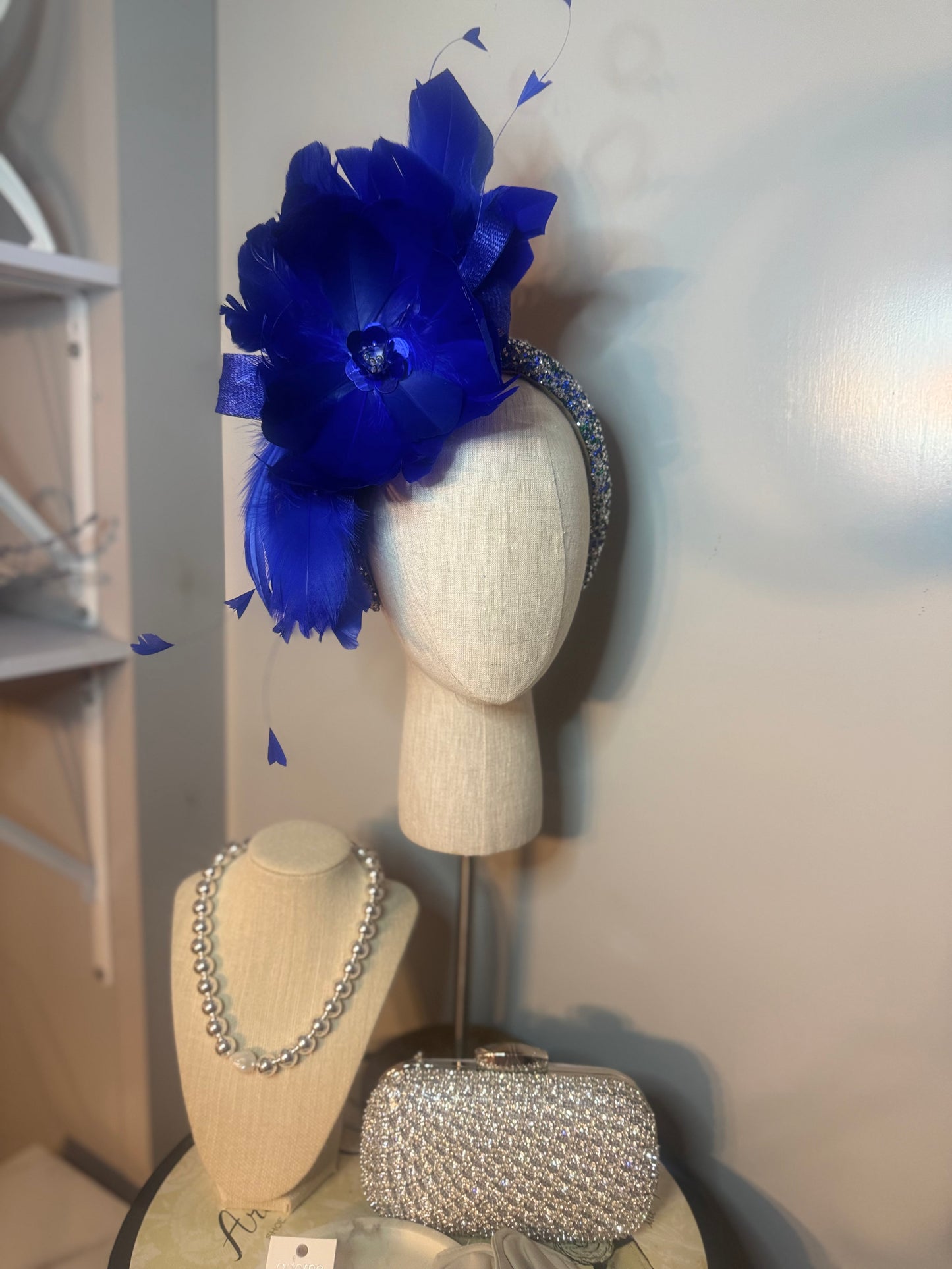 “Meena” cobalt feather statement
