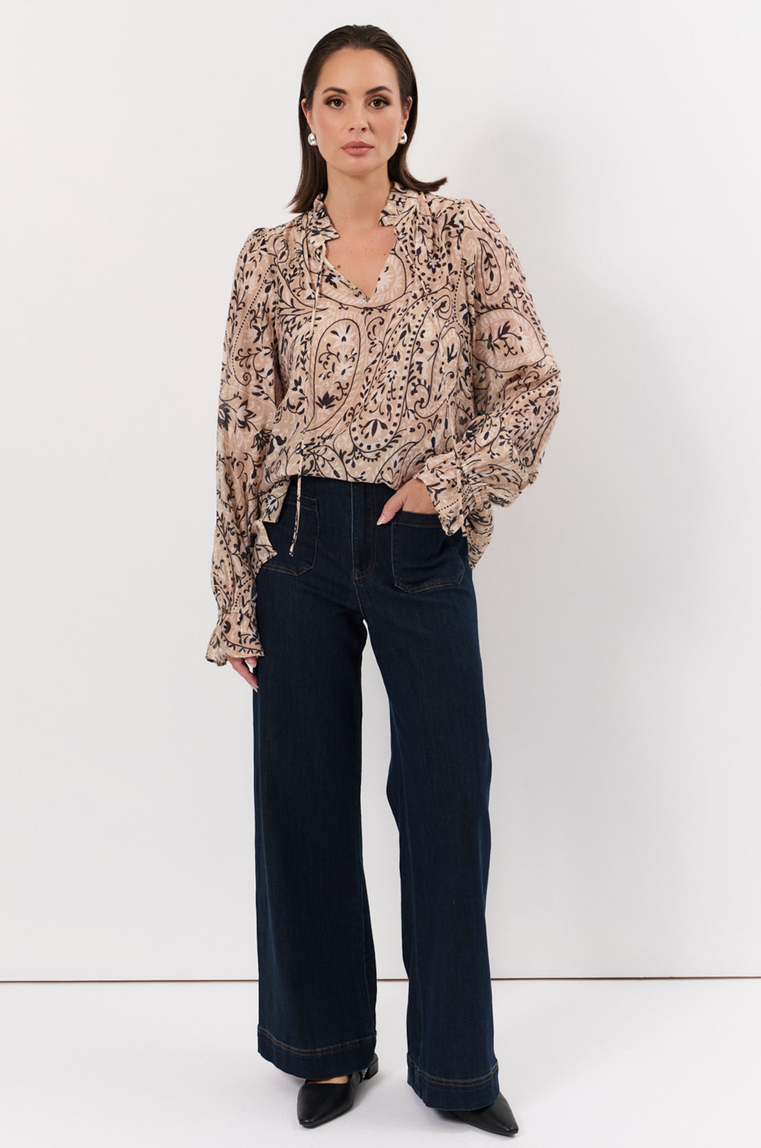 Sandra print long sleeve top size 12