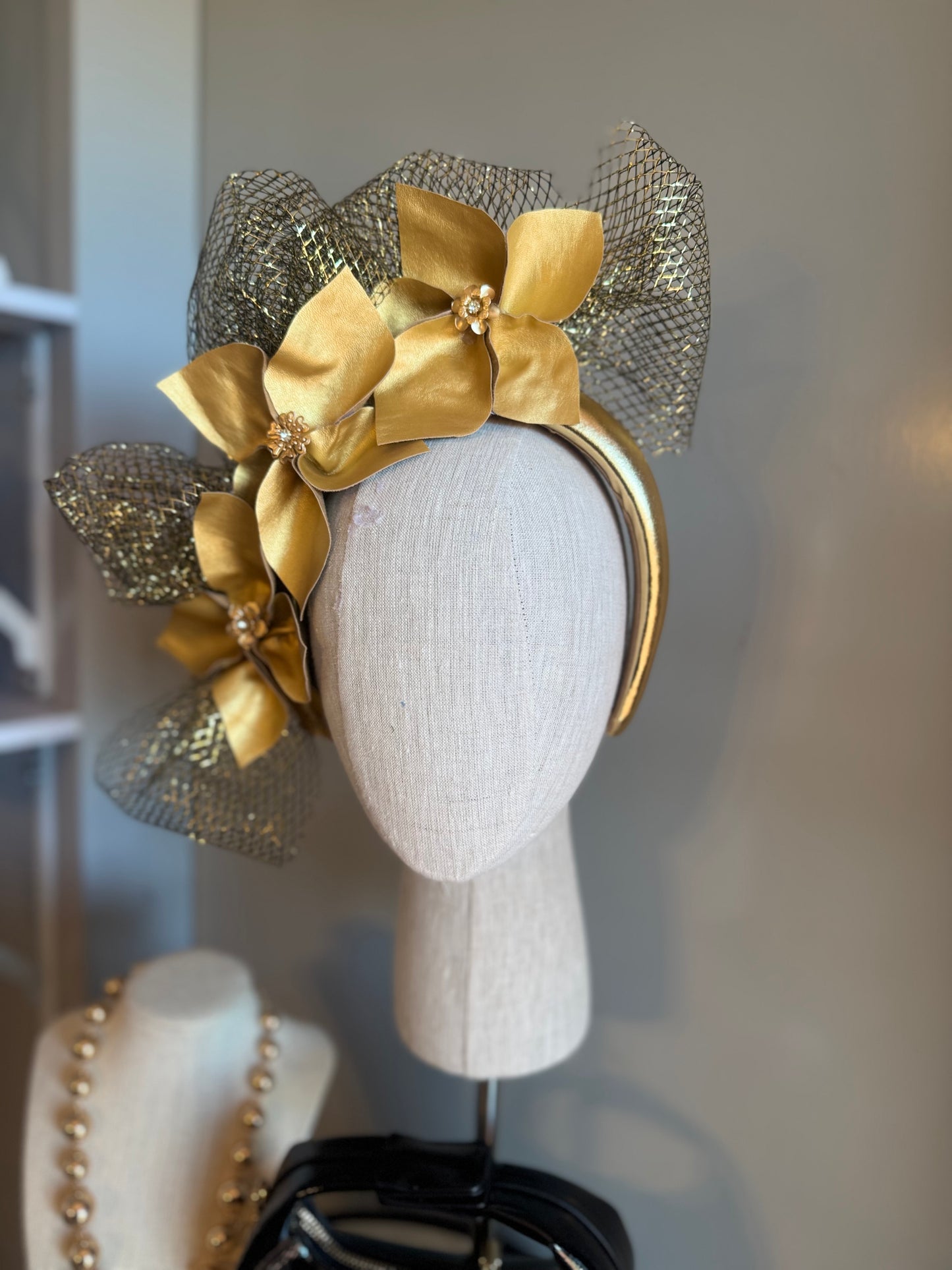“Louise” gold pleather statement