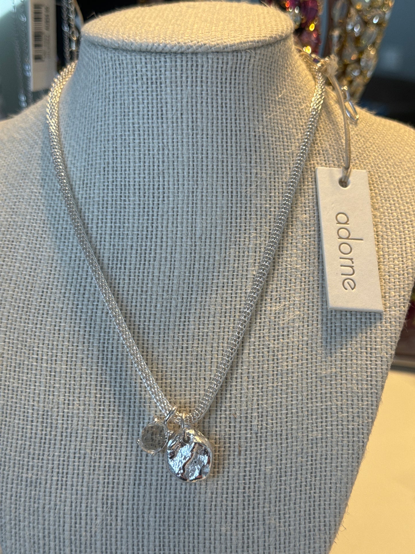 Adorne Silver mini jewel short necklace