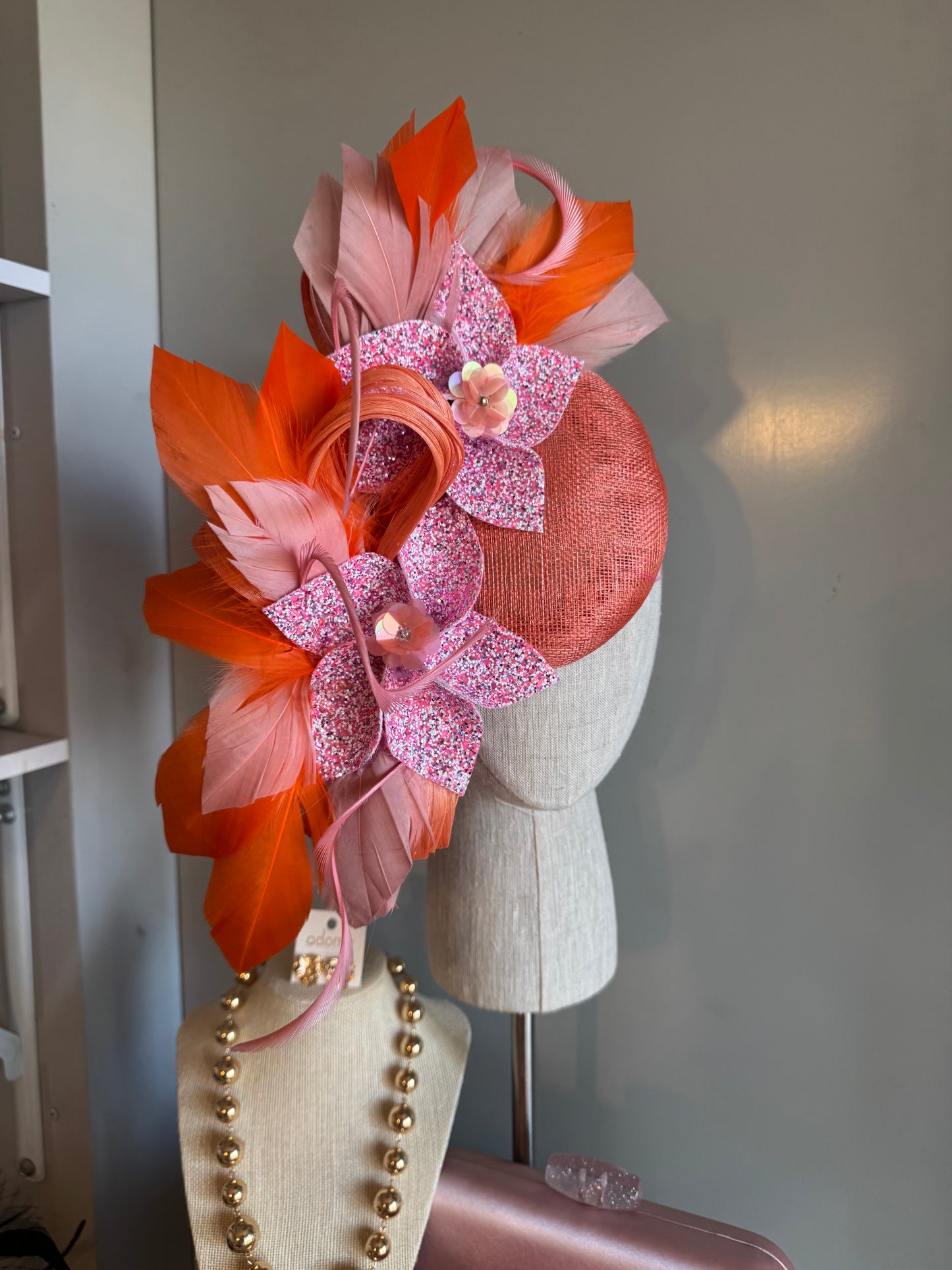 “Lola” orange & pink floral
