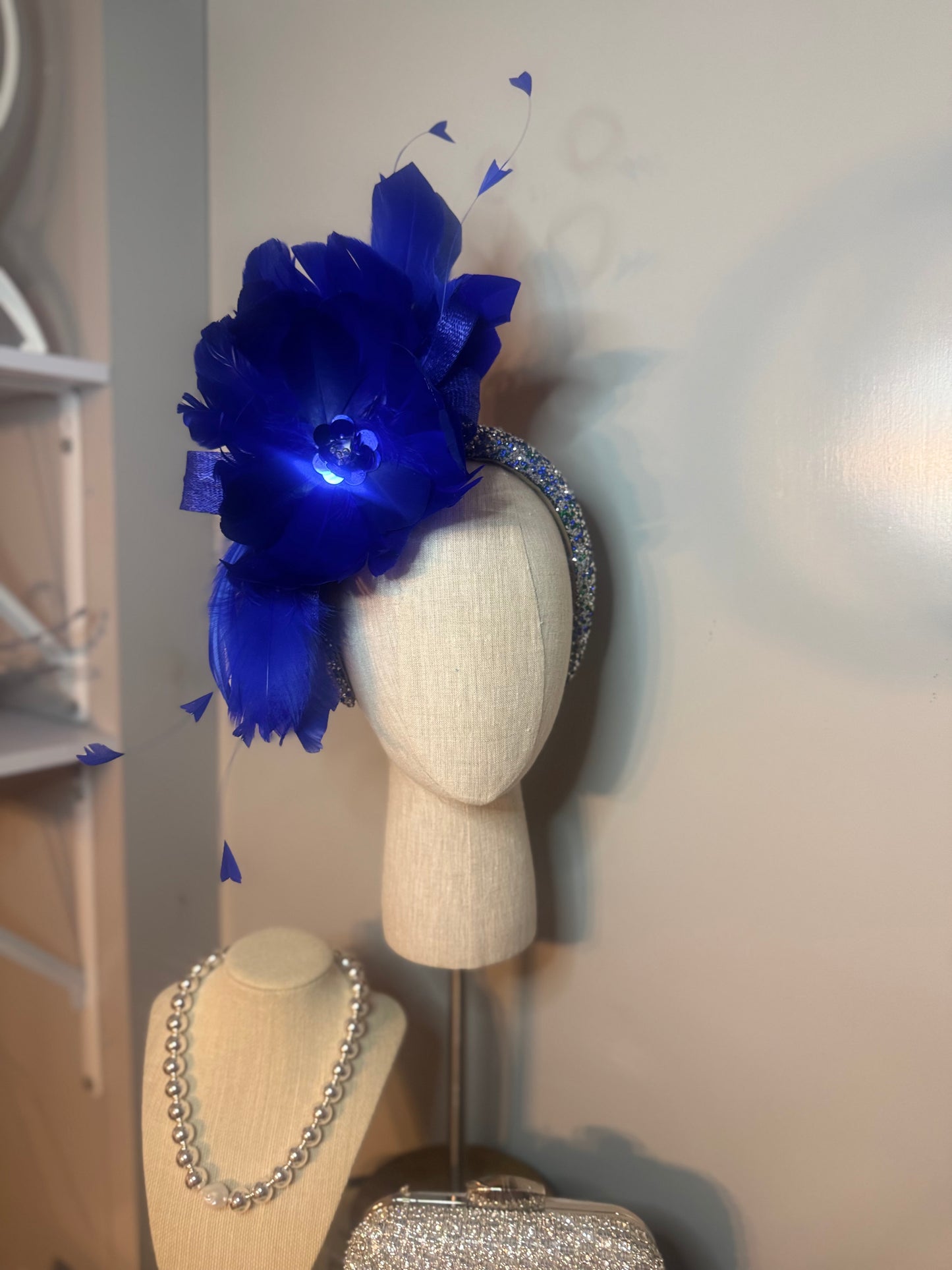 “Meena” cobalt feather statement