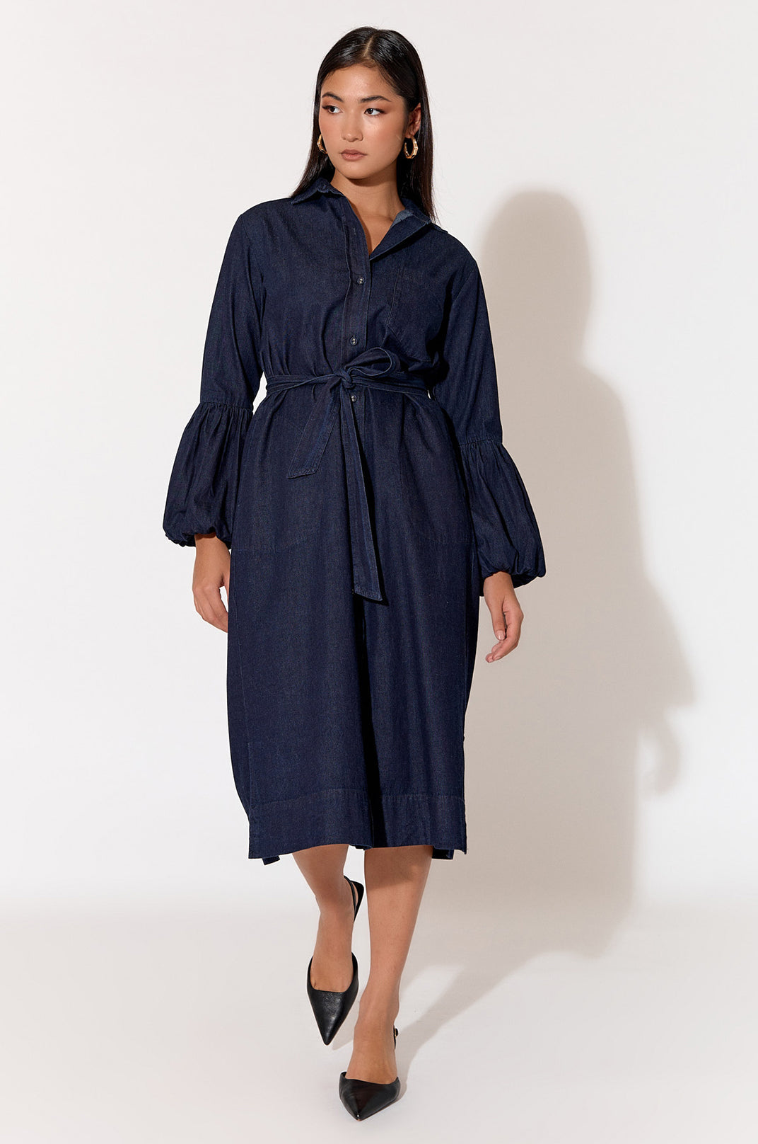 Grave long bubble sleeve denim dress size 12