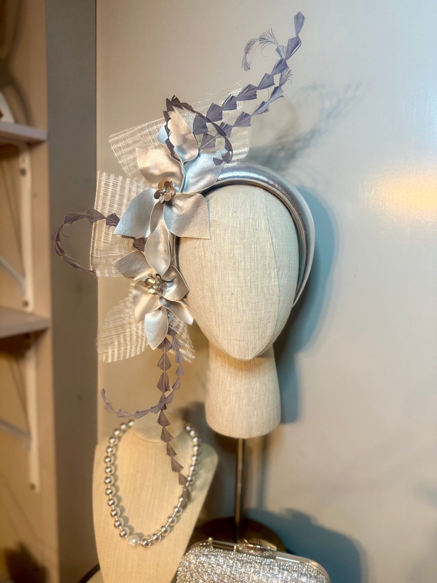 “Sylvie” silver pleather statement