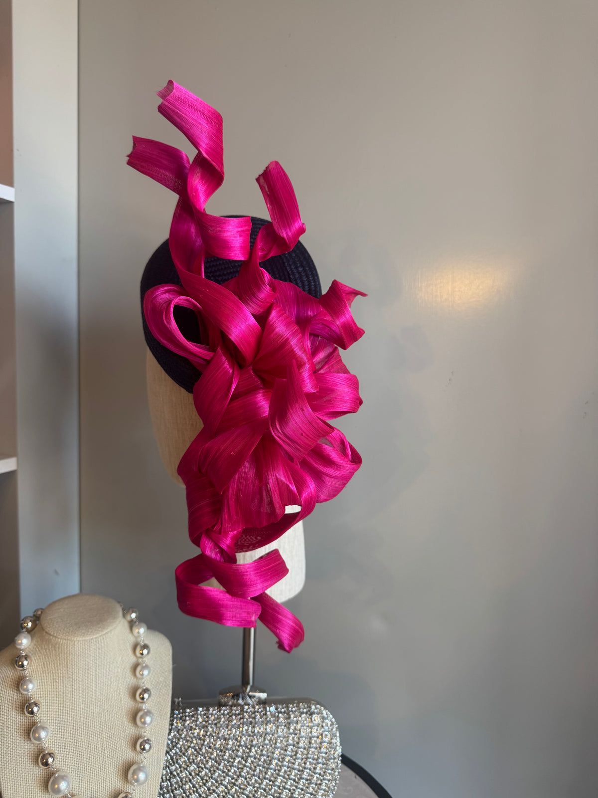 “Margot” Magenta & Navy pillbox
