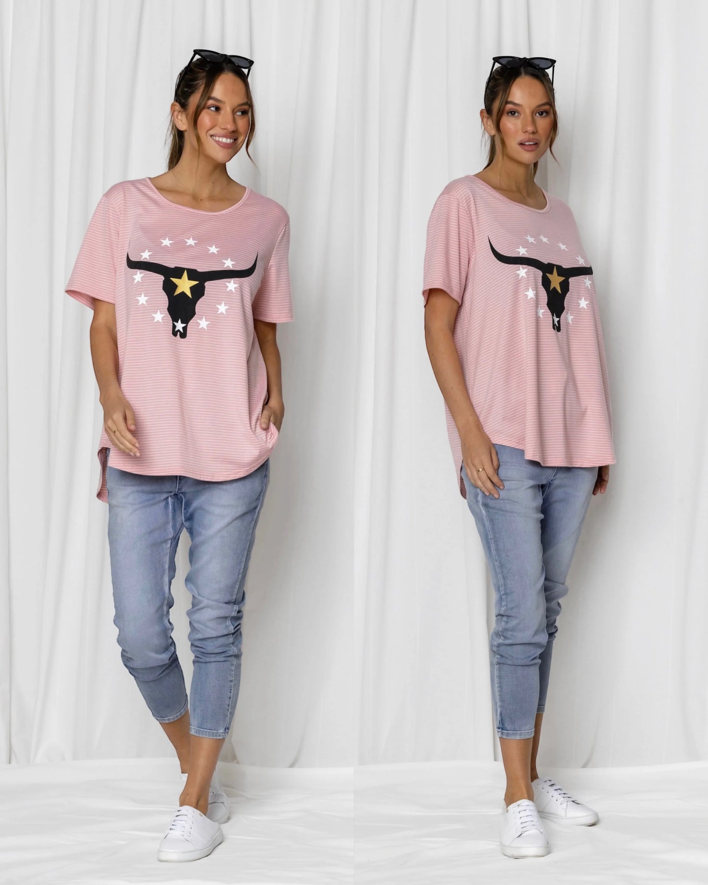Lily love the Label pink striped bull T.Shirt size S/M (10/12)