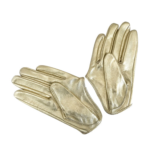 Metallic Gold leather half palm gloves size small