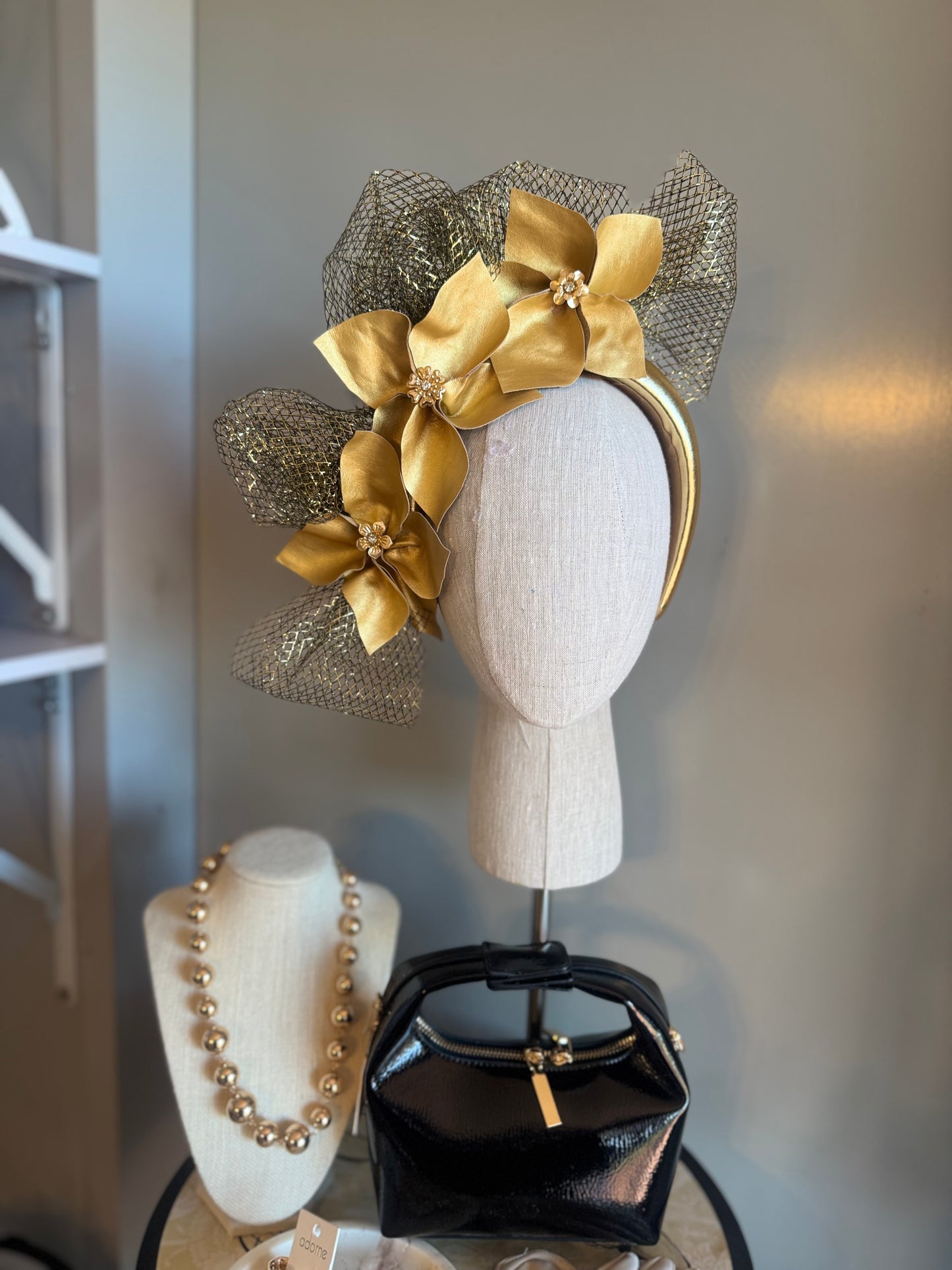 “Louise” gold pleather statement
