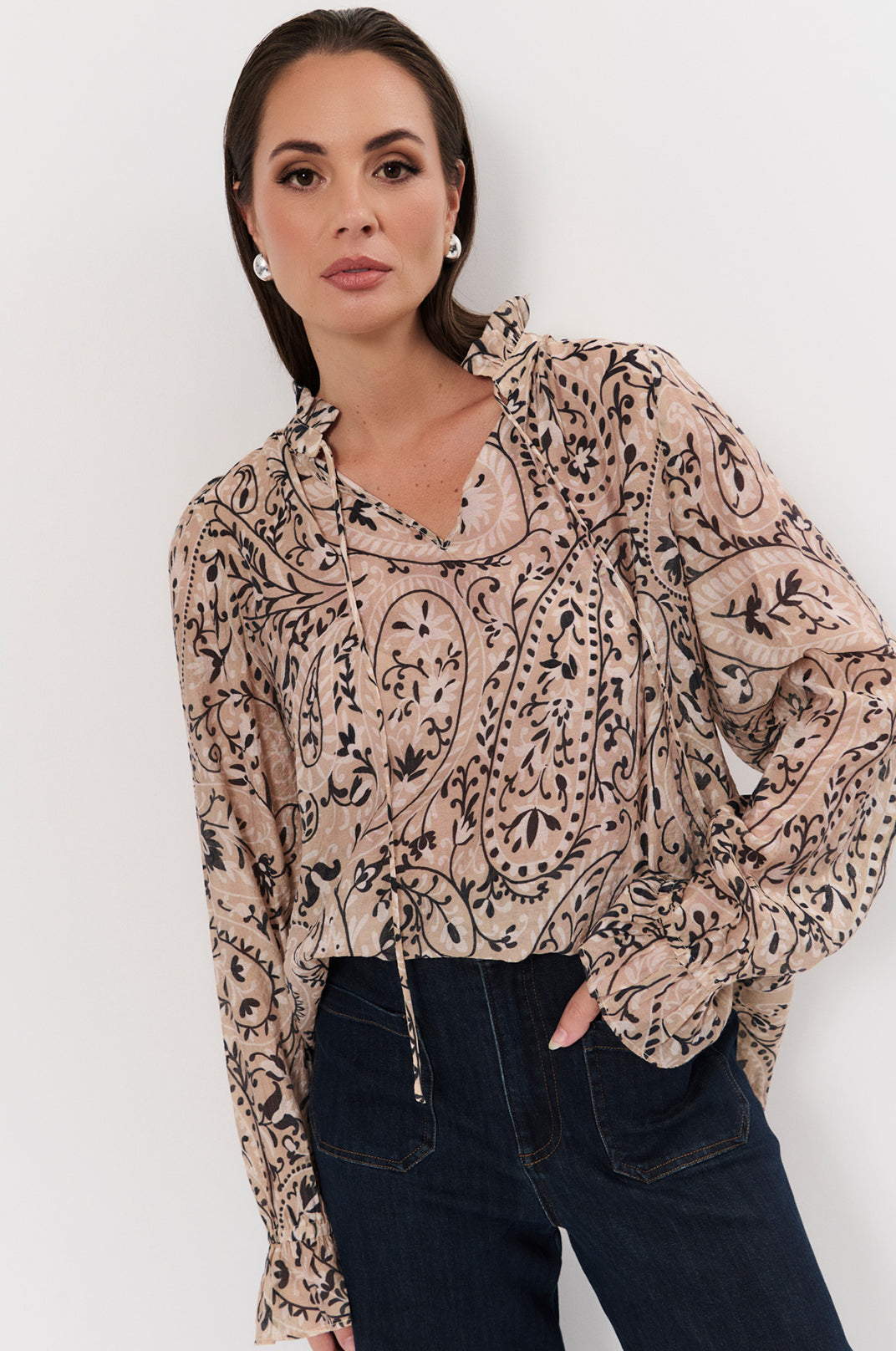 Sandra print long sleeve top size 12