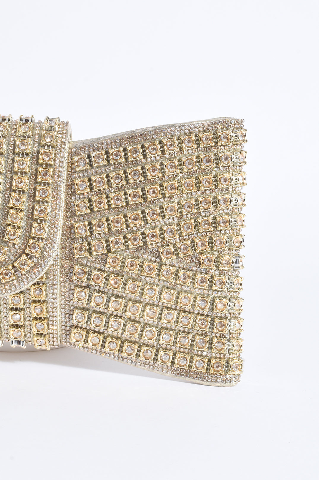Stephie diamantee bow clutch gold