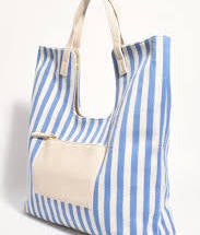 Adorne summer striped canvas tote