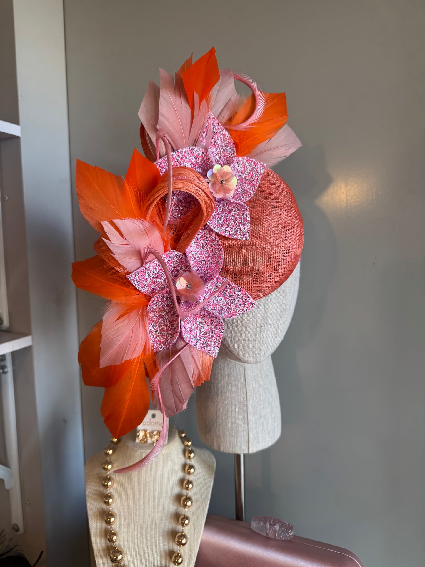 “Lola” orange & pink floral