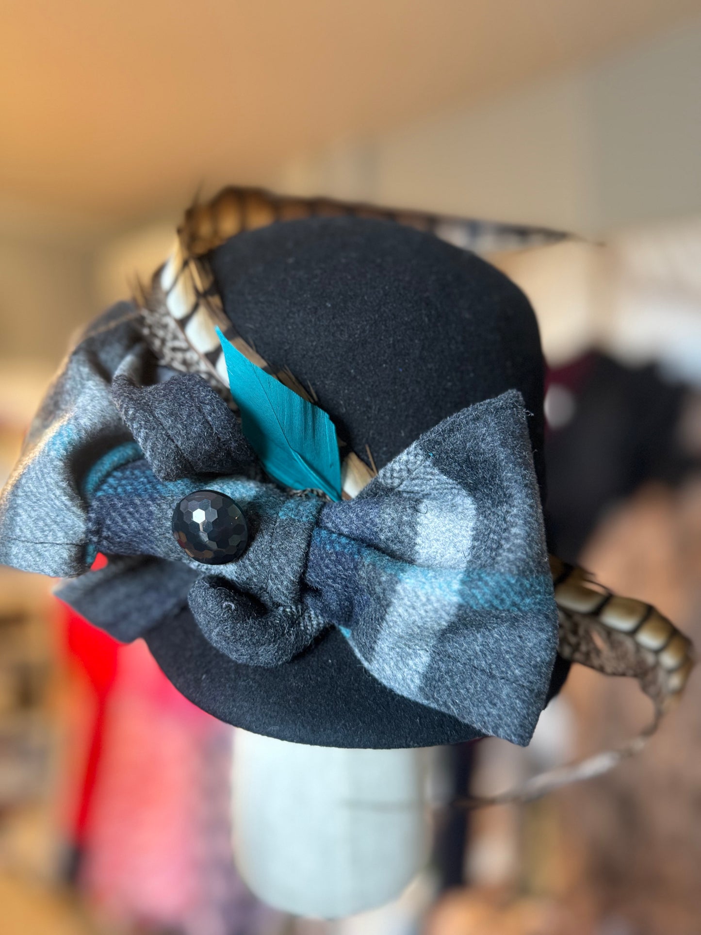 “Ivy” black bow cap statement(custom)