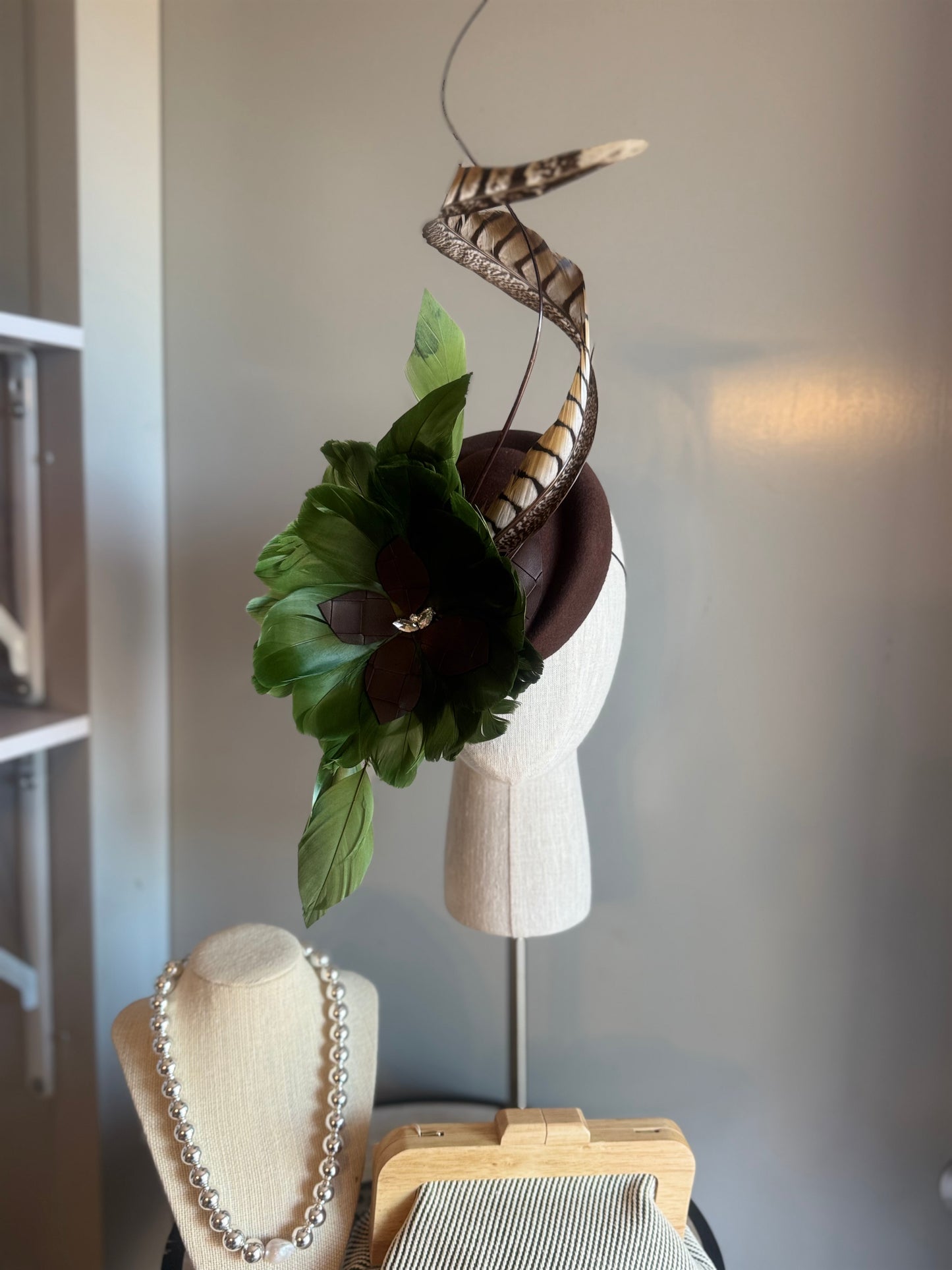 “Gretchen” Brown & Moss statement felt/wool pillbox