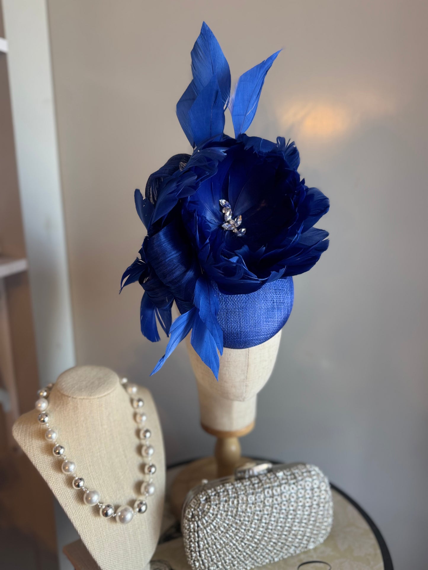 “Felicity” cobalt blue feather statement