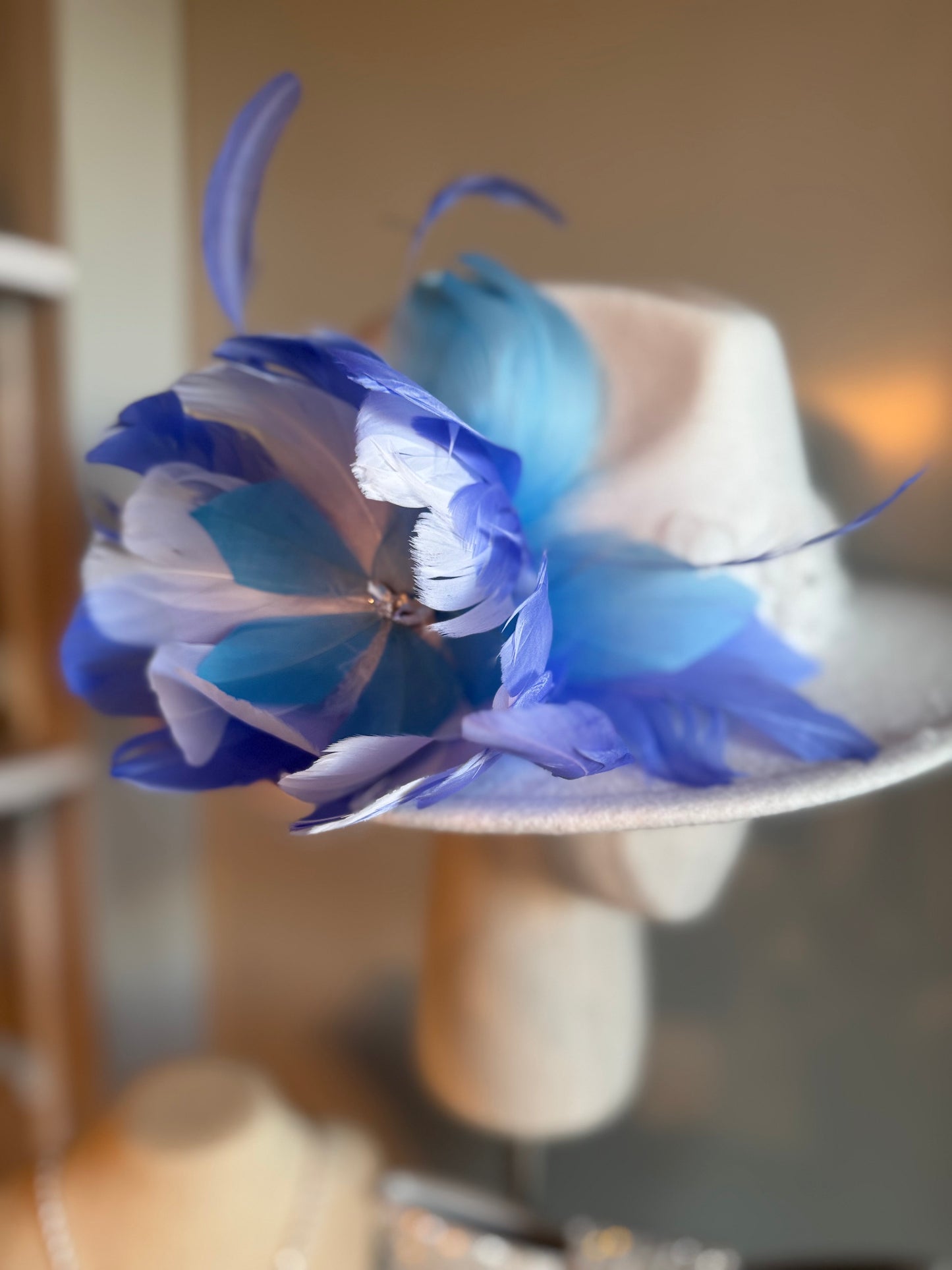 “Clarissa” white & blue trilby hat