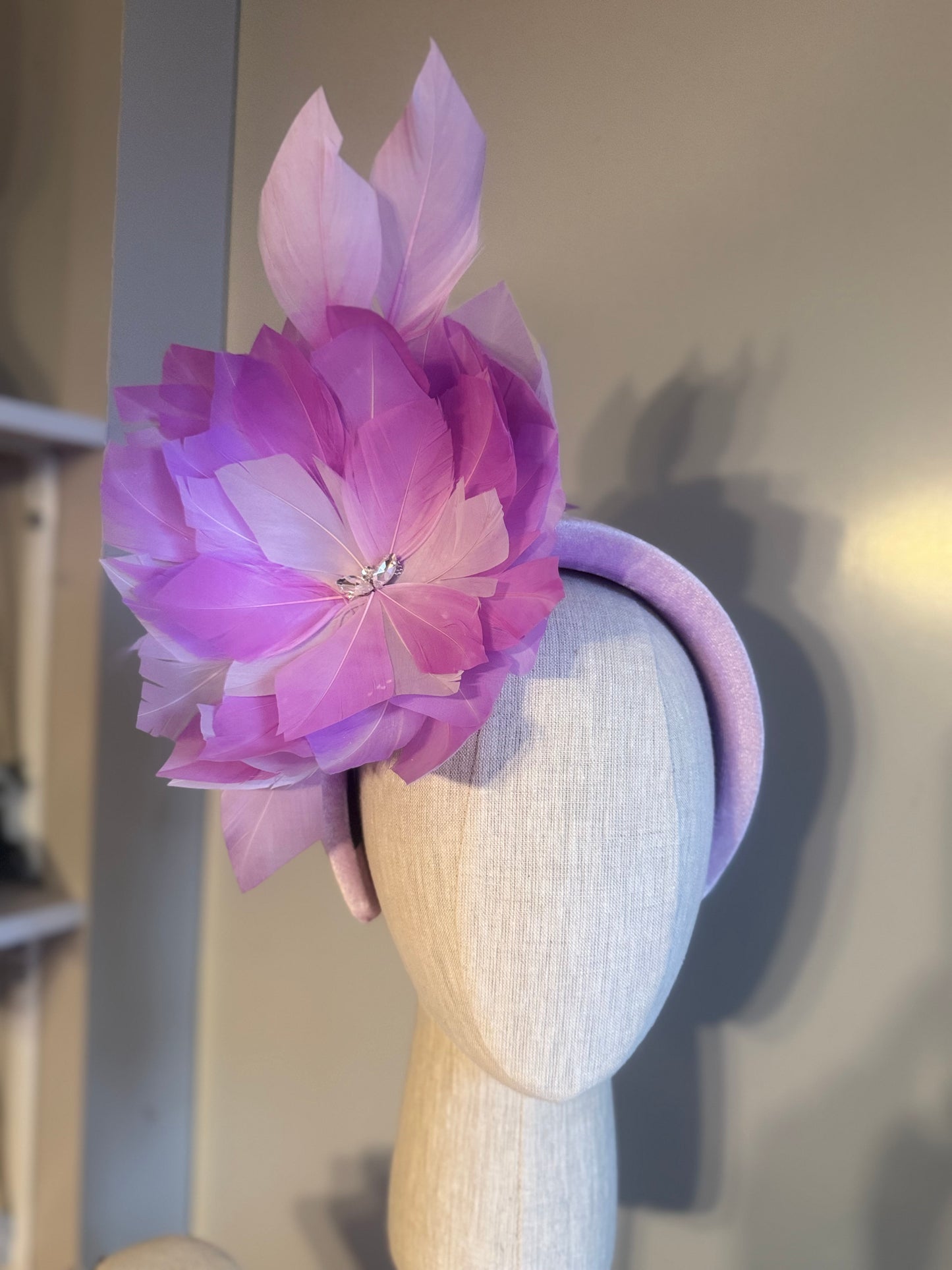 “Dimity” lilac feather floral