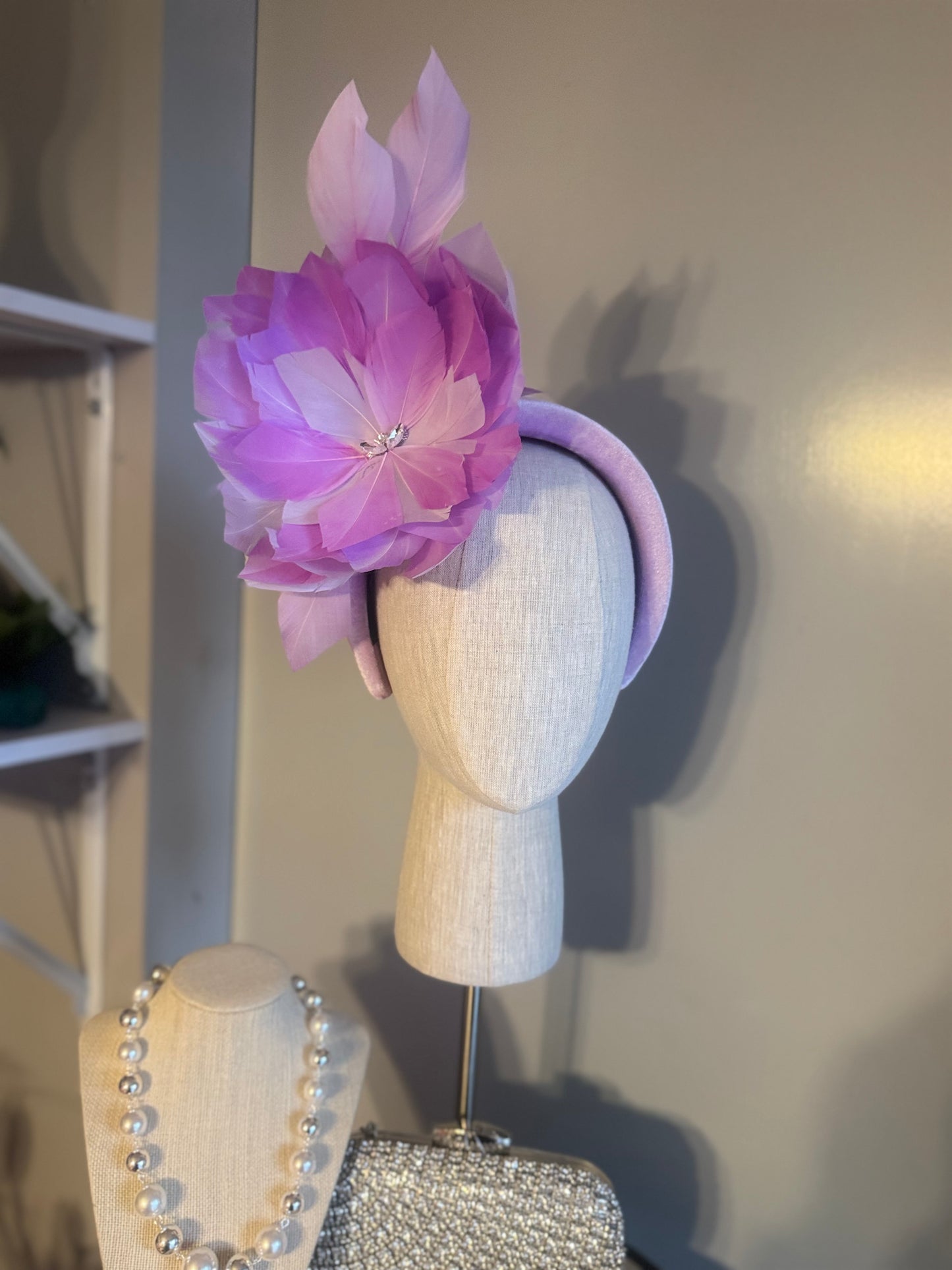 “Dimity” lilac feather floral