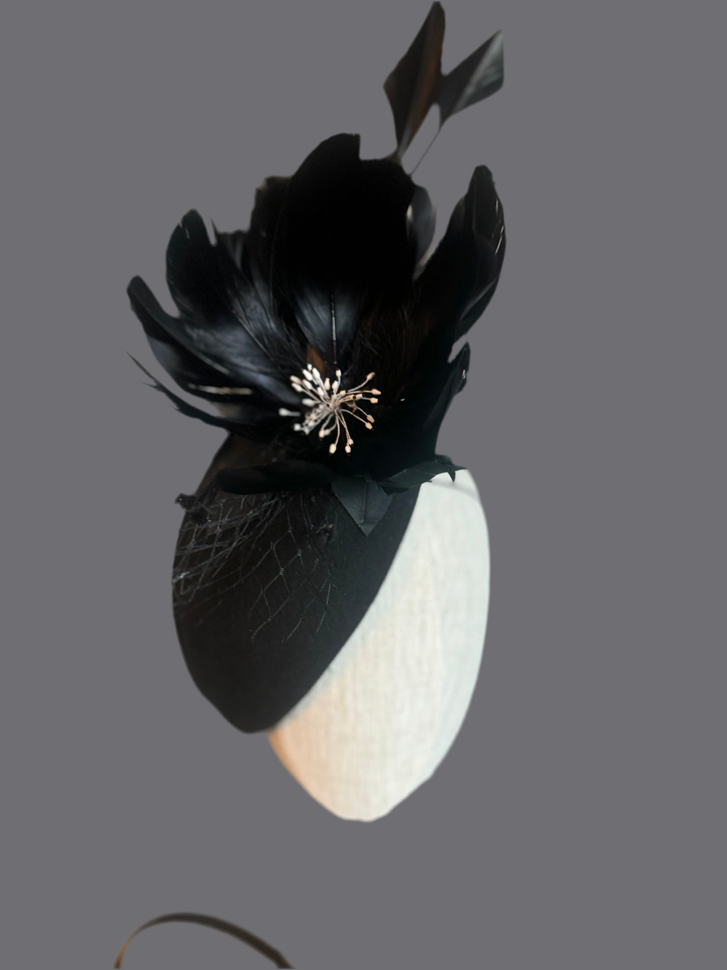 “Gypsy”black feather pillbox
