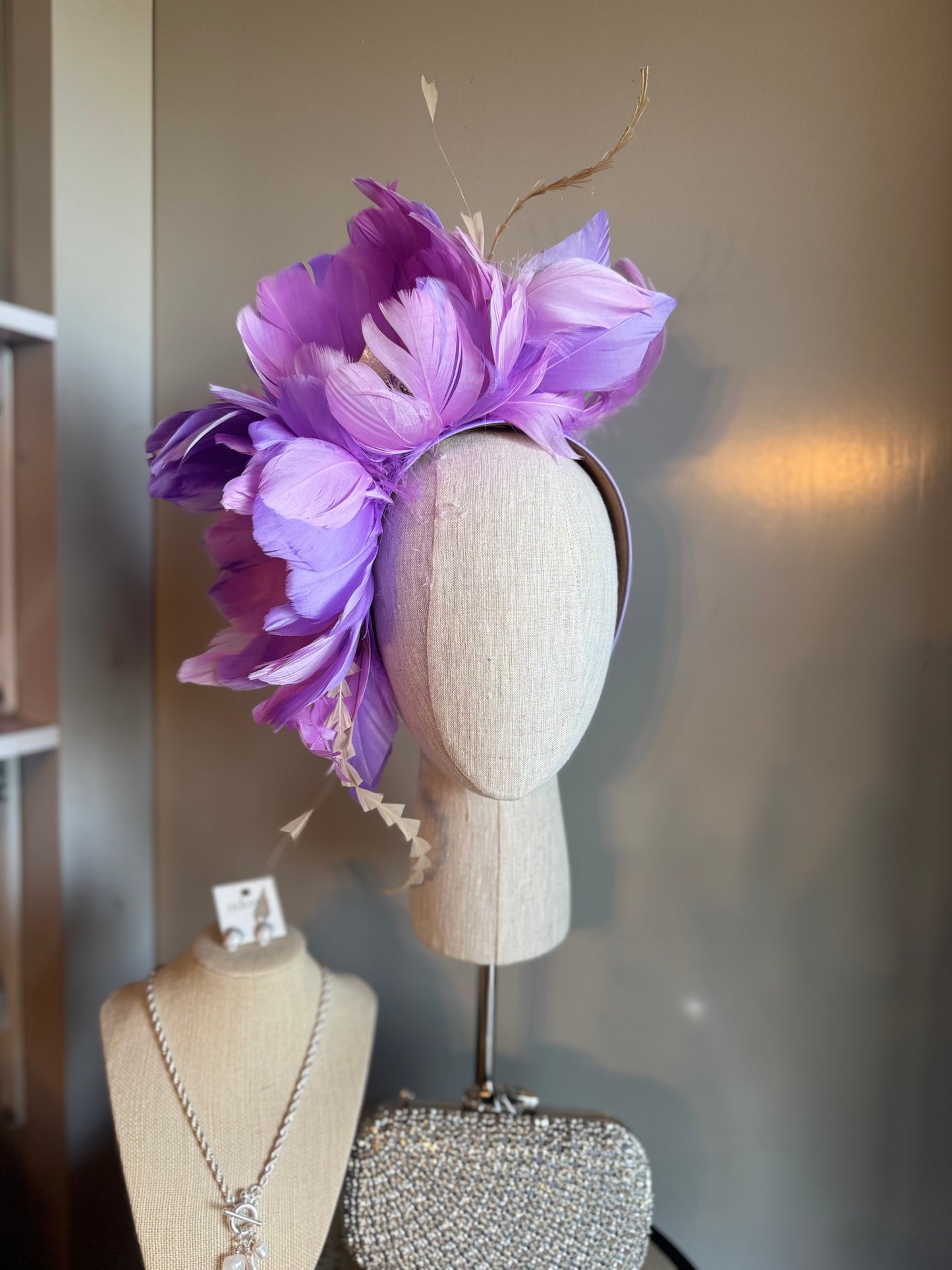 “Simmie” lilac & silver feather floral