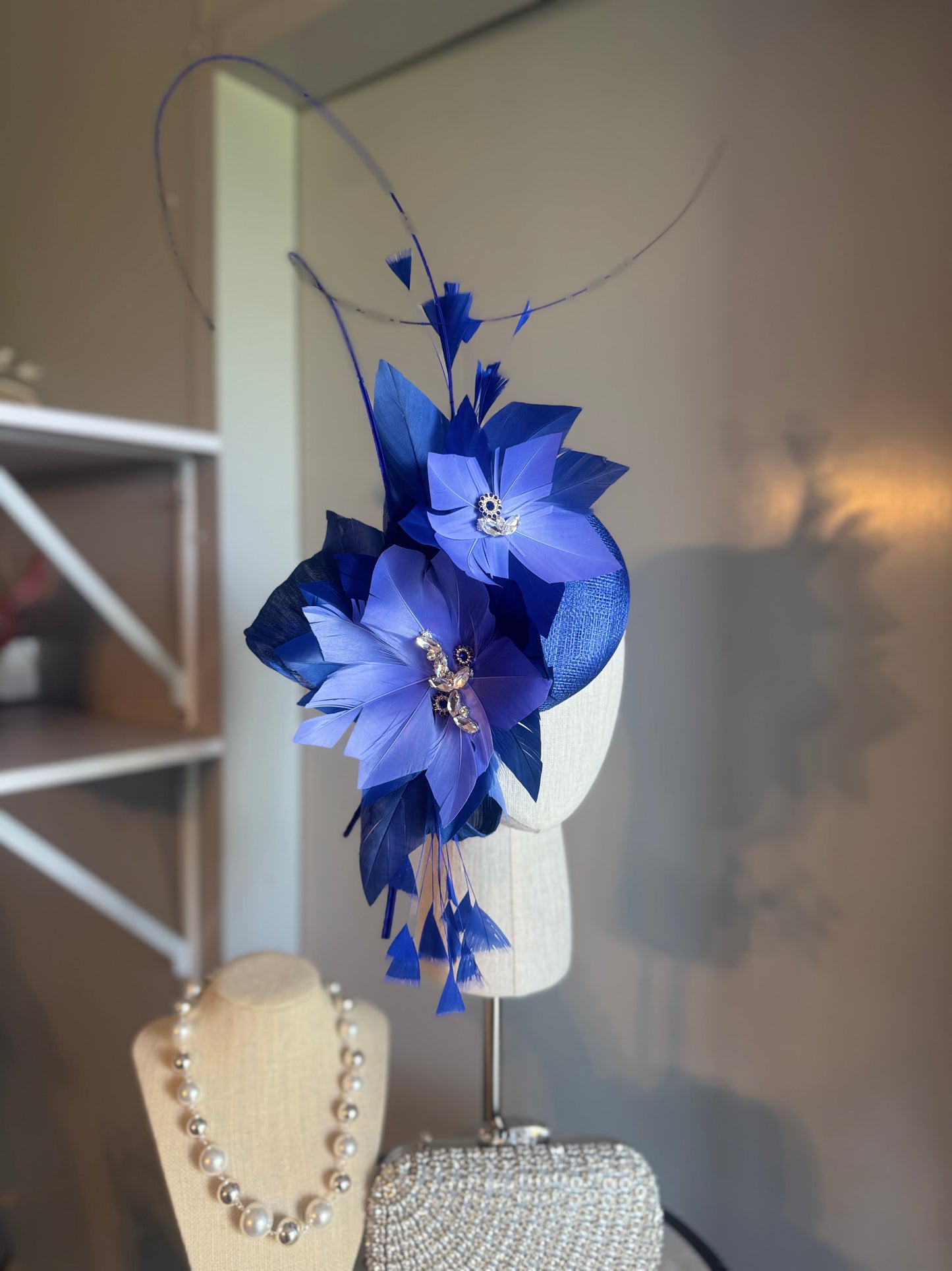 “Lauren” Blue feather statement