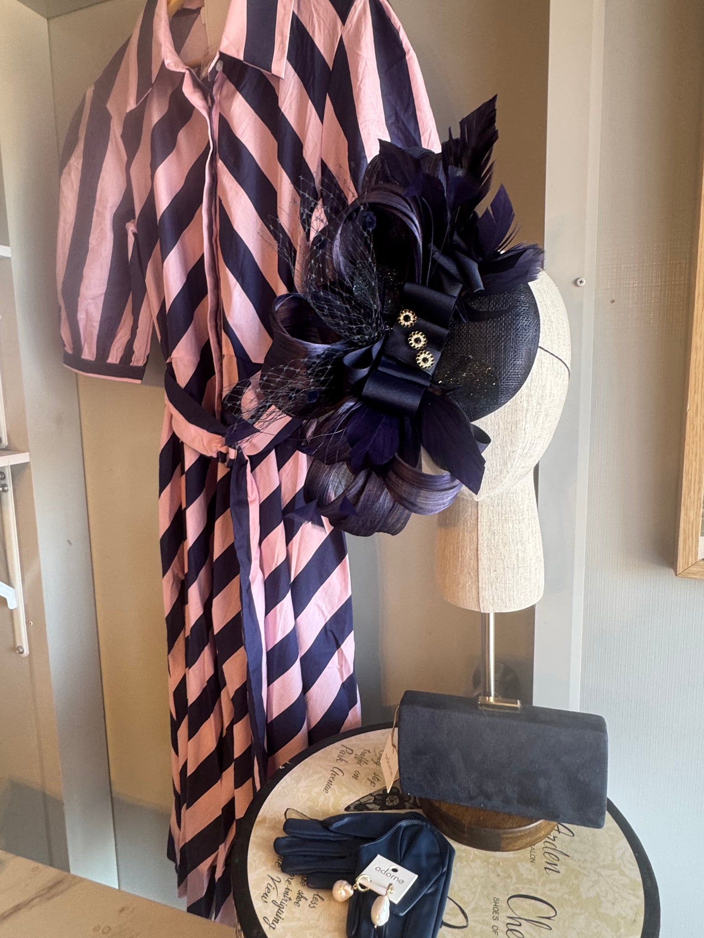 “Melanie” navy blue statement fascinator