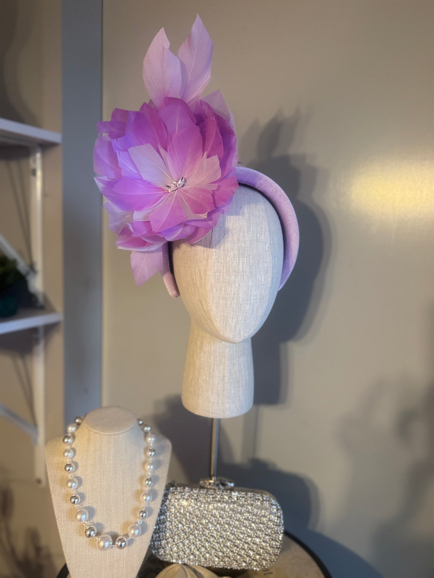 “Dimity” lilac feather floral