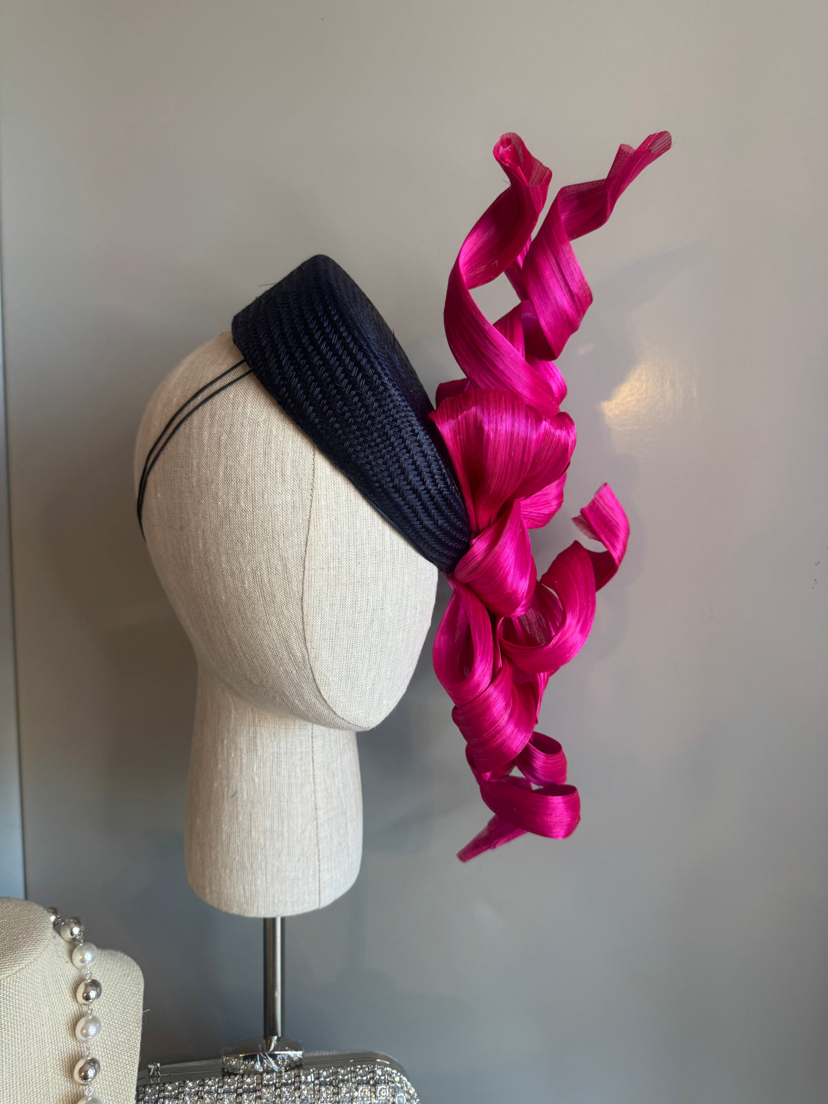 “Margot” Magenta & Navy pillbox