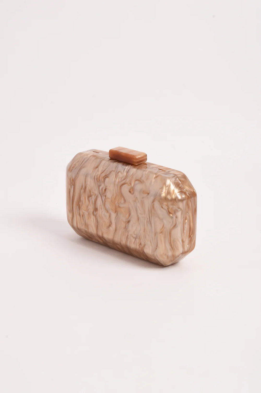 Juliana bevelled edge structured acrylic clutch camel