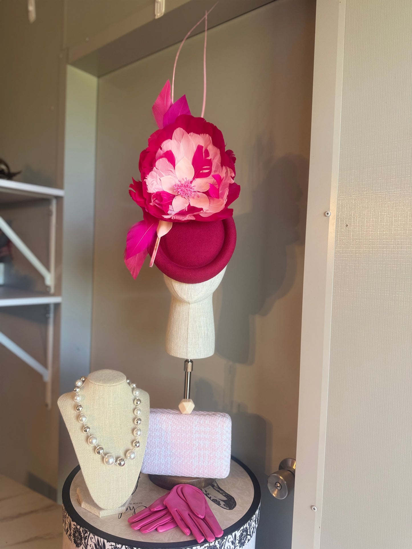 “Tilly” pink feather statement