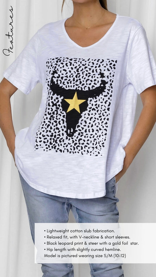 Lily love the Label white leopard bull T.shirt size L/XL