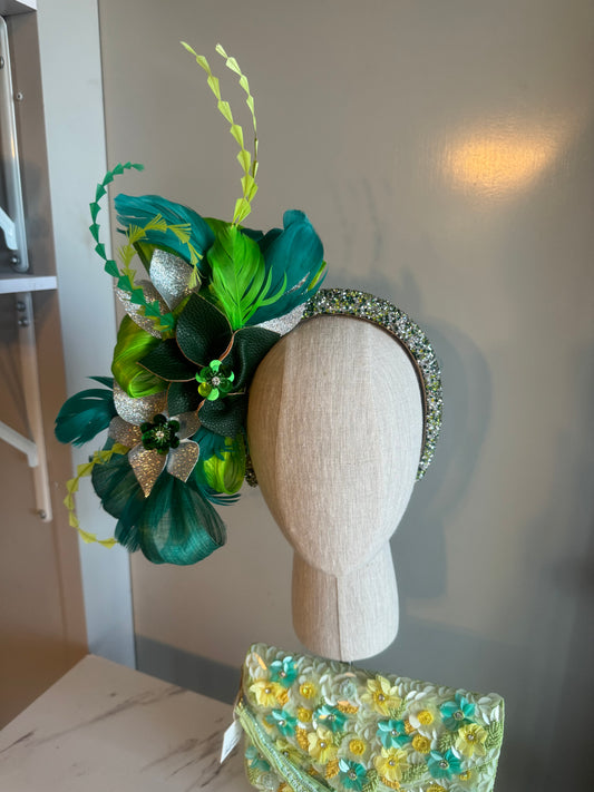 “Monique” green floral headband