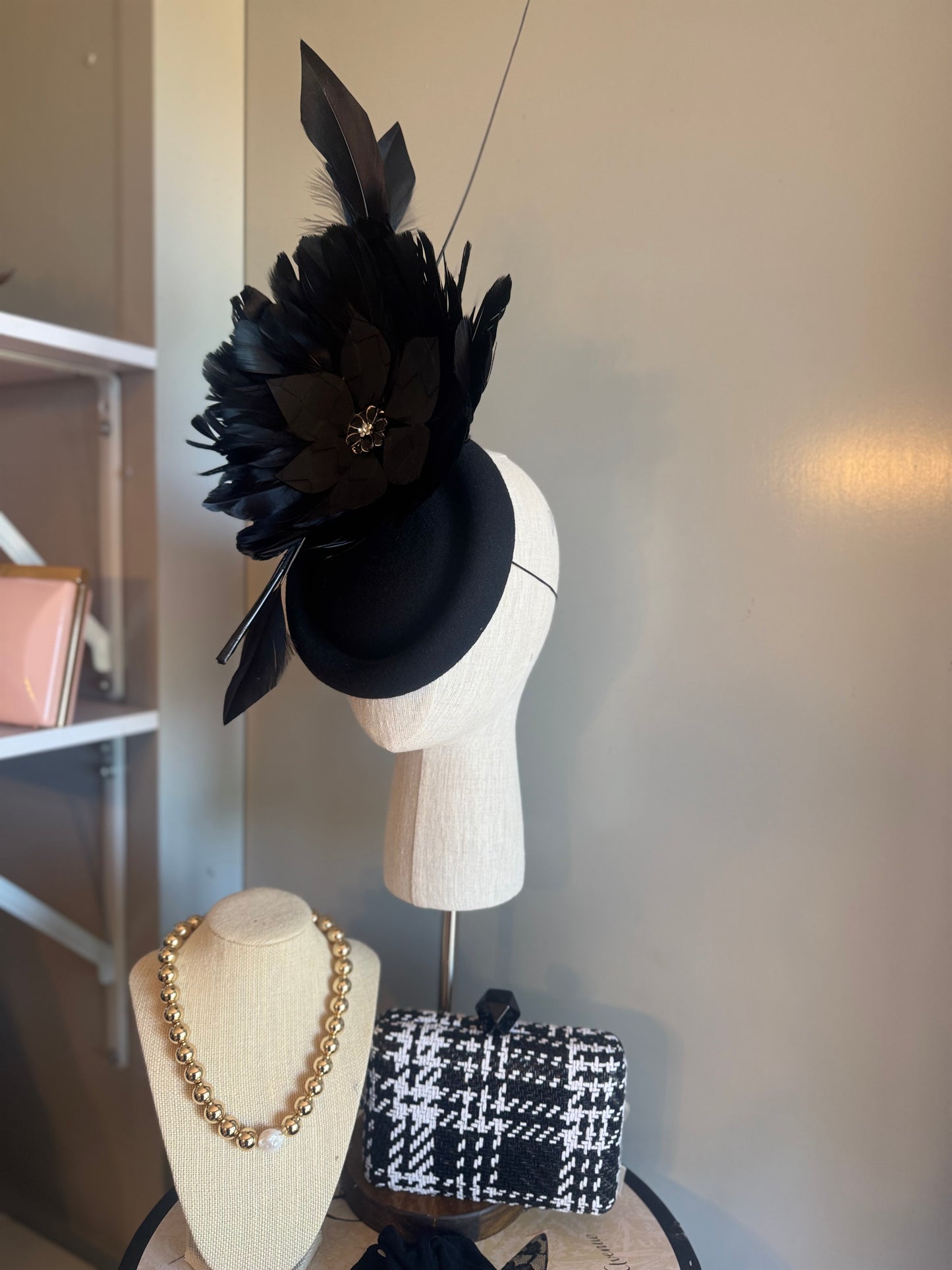 “Nettie” black feather statement