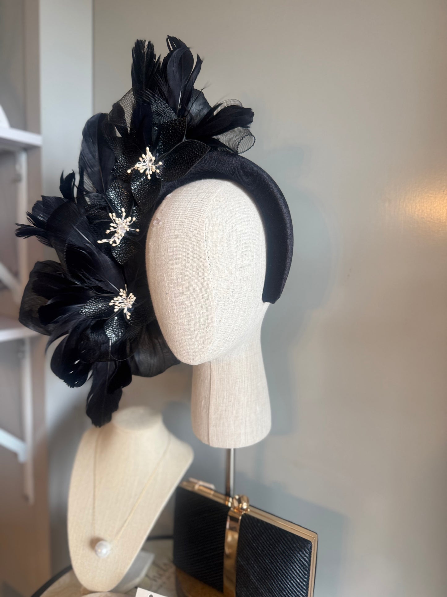 “Felicity” black & off white pleather statement