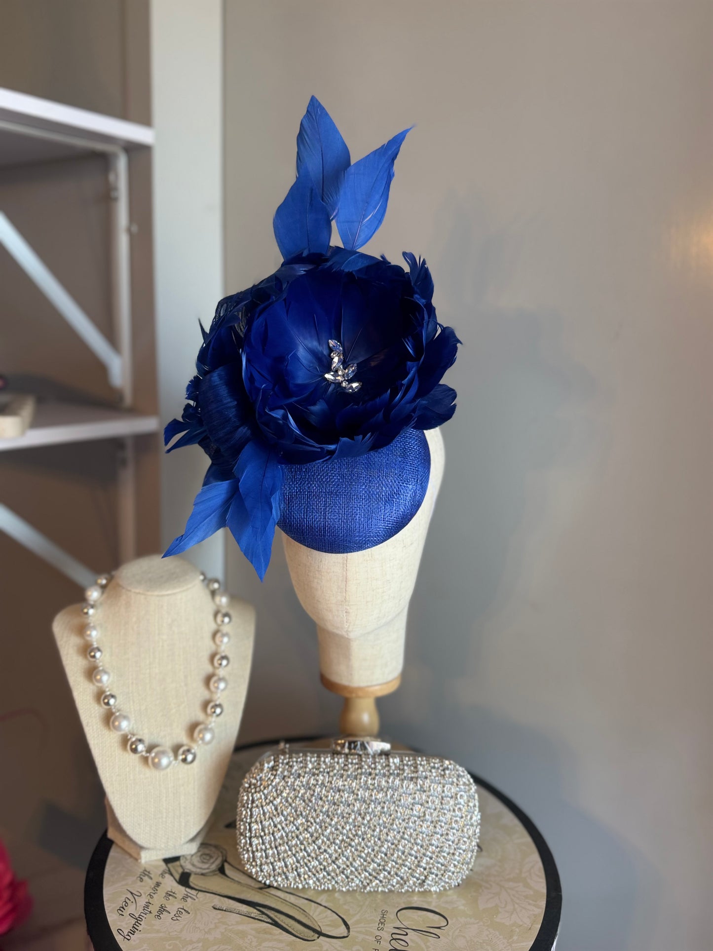 “Felicity” cobalt blue feather statement