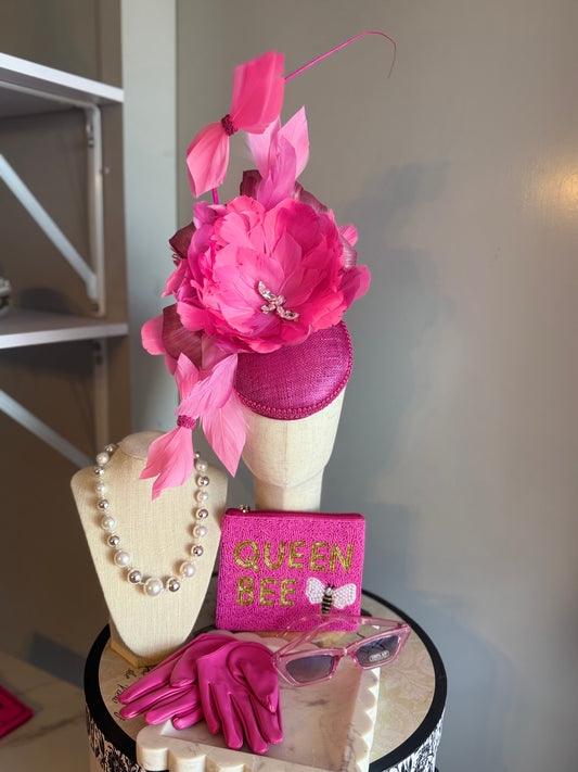 “Mandy” pink feather statement